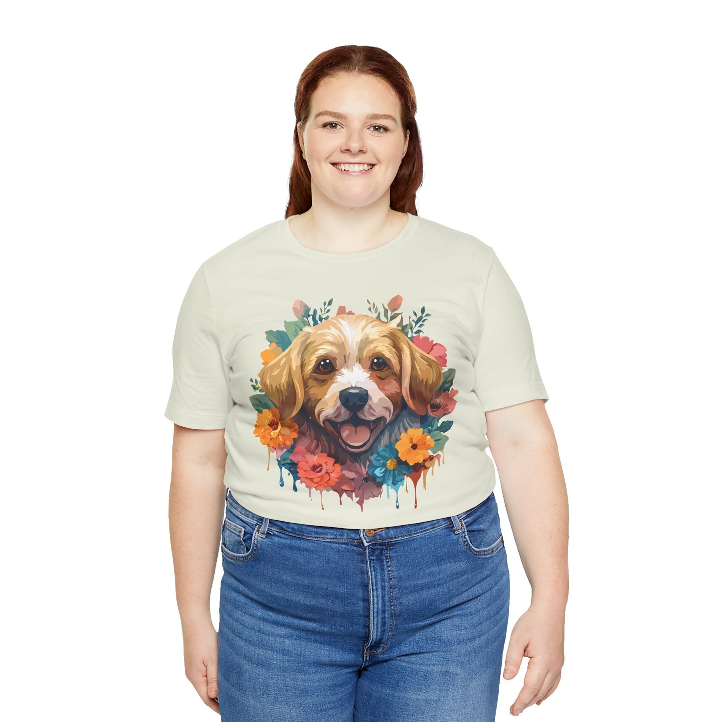 Floral Dog Tee, Animal Shirt, Dog Shirt, Floral Tee, Flower T-shirt, T-Shirt with Animal, Summer Top with Art Design