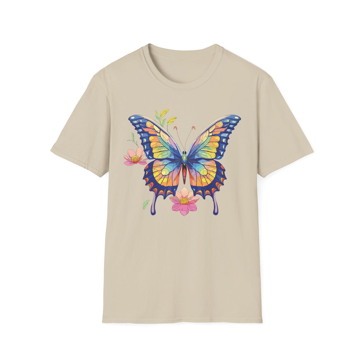 Butterfly Watercolor T-Shirt — Colorful Floral Monarch Graphic Tee Unisex 100 Cotton Gildan T-Shirt