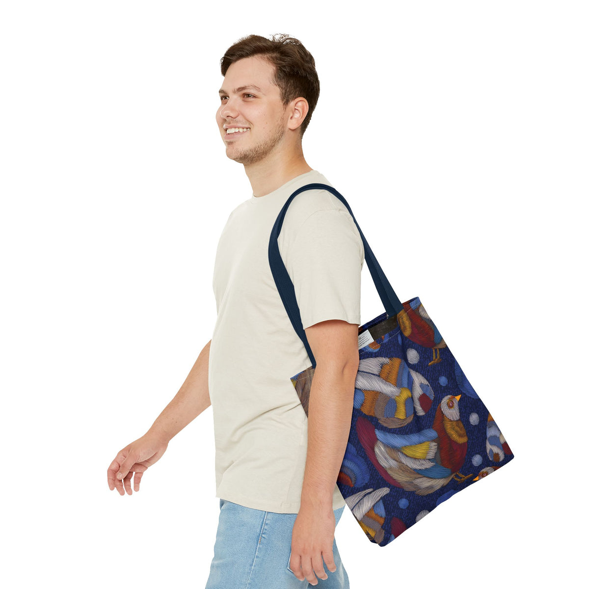 Denim Fabric Imitation Print Unisex Canvas Bag Poly Spun 3 Sizes Tote Bag 194-9