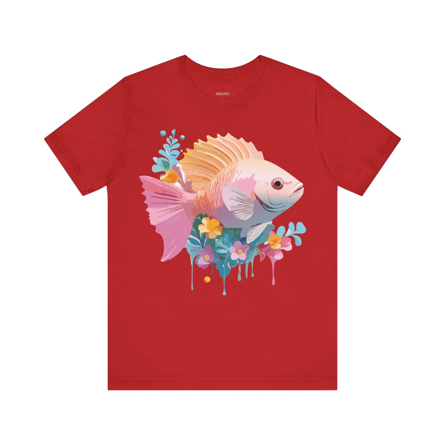 Adelpha Fish Graphic Tee Unisex Short Sleeve Shirt Vintage Inspired Art Design Collection
