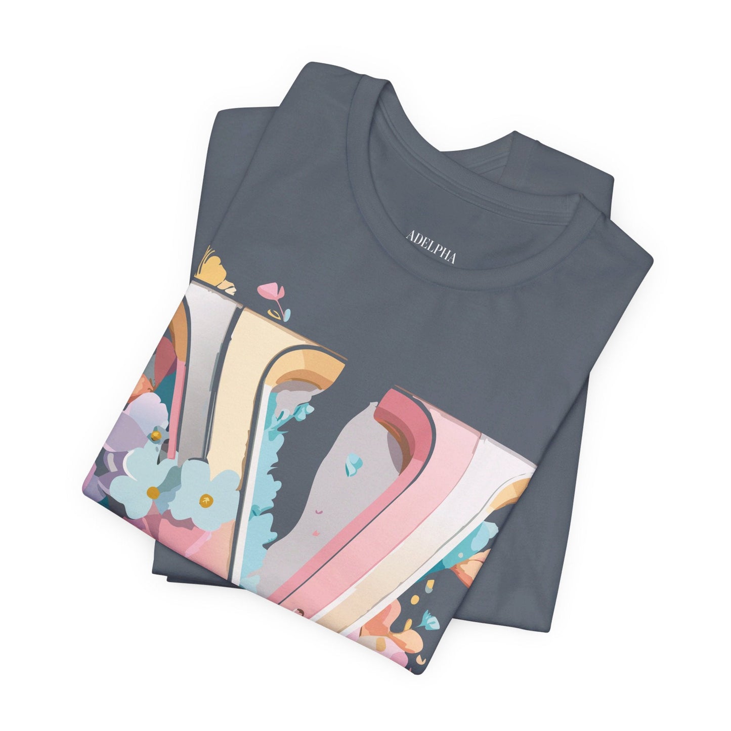 Letter V Shirt Graphic Tee Unisex Jersey Short Sleeve Vintage Inspired Adelpha Art Design