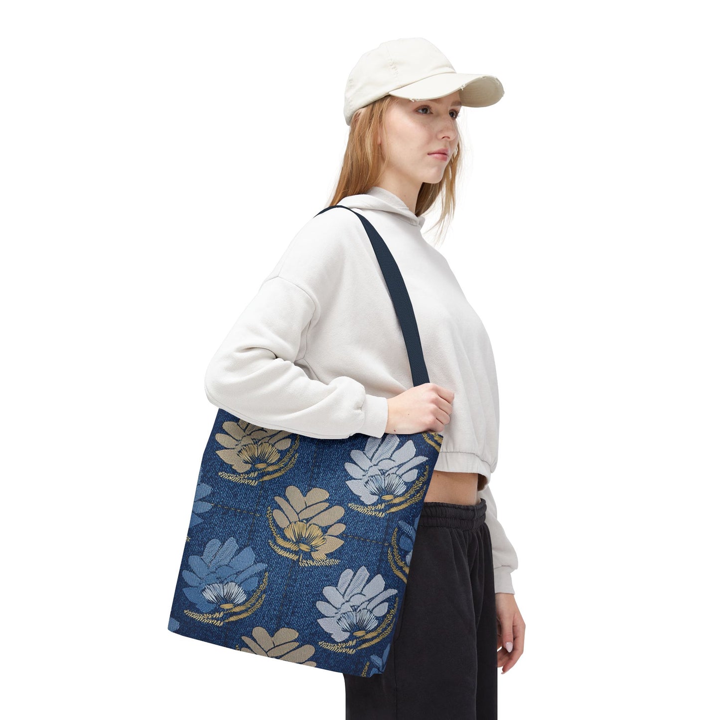Denim Fabric Imitation Print Unisex Canvas Bag Poly Spun 3 Sizes Tote Bag 119