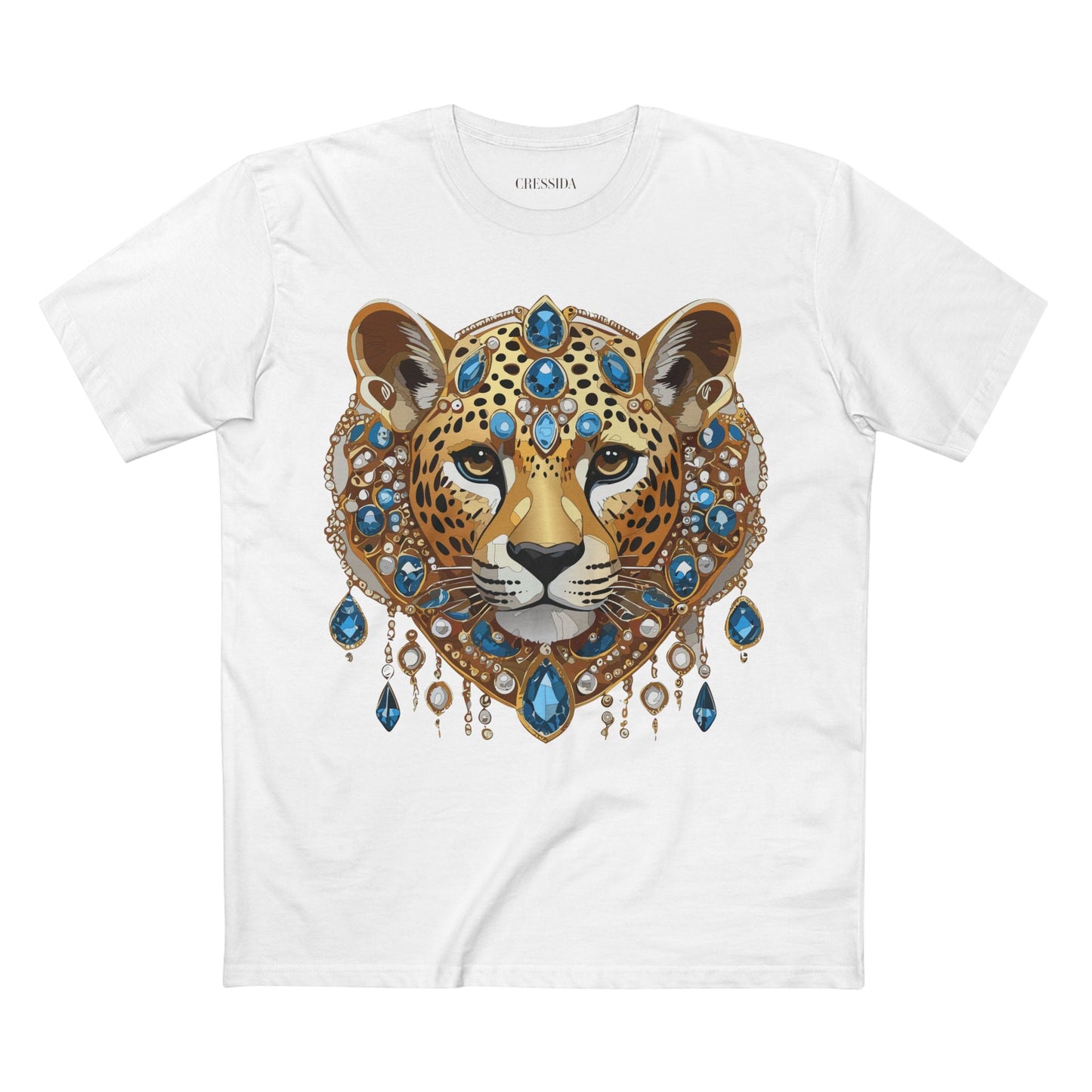 Cheetah Graphic Unisex 100 Cotton Tee With Unique Animal Golden Medallion Art Design 46