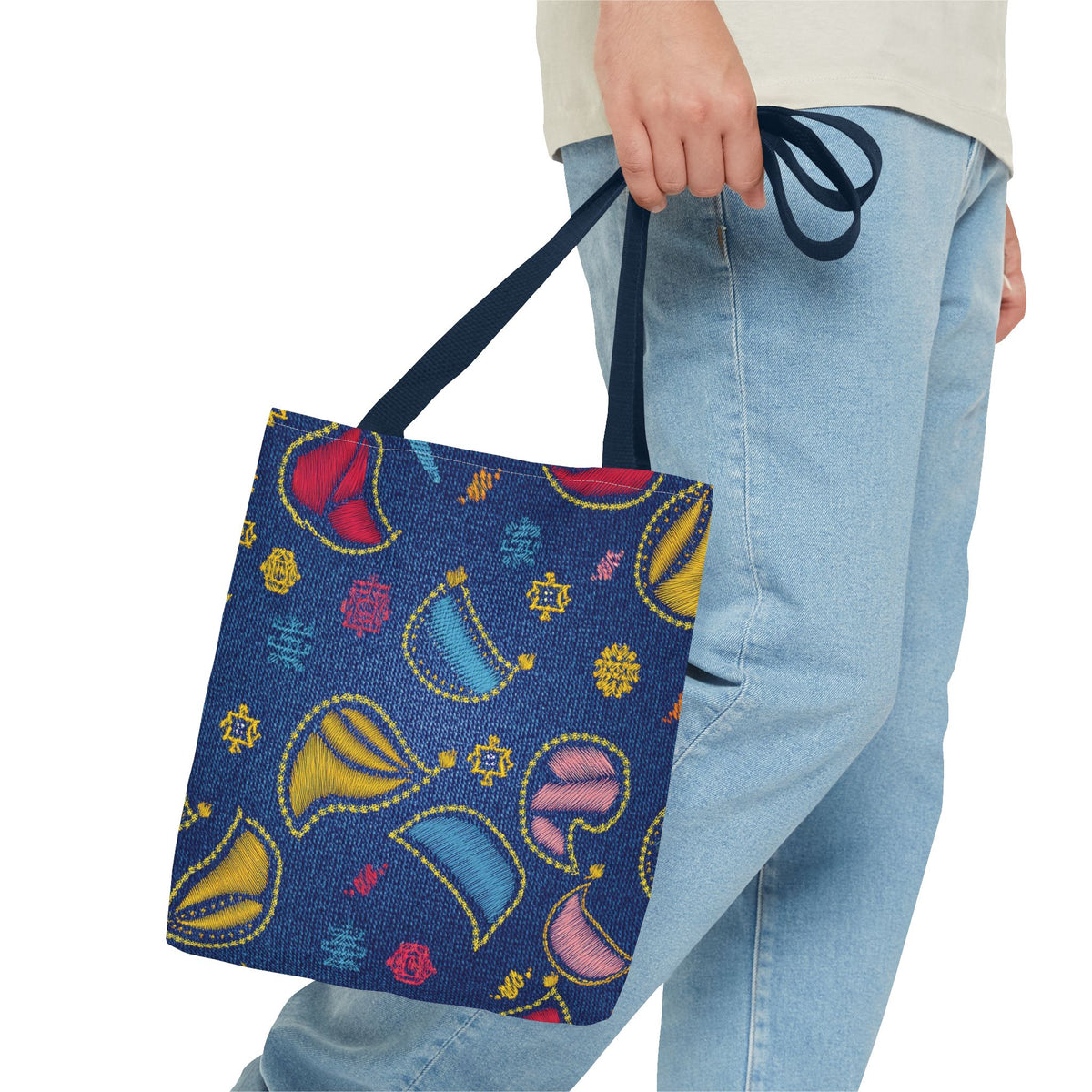 Diwali Graphic Denim Fabric Imitation Print Unisex Canvas Bag Poly Spun 3 Sizes Tote Bag 205-21