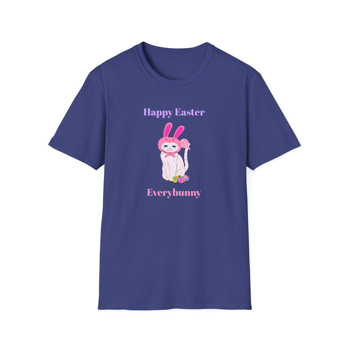 Unisex Easter Bunny T Shirt Softstyle 64000 Tee With Easter Design Print Gildan 100 Percent Ring Spun Cotton