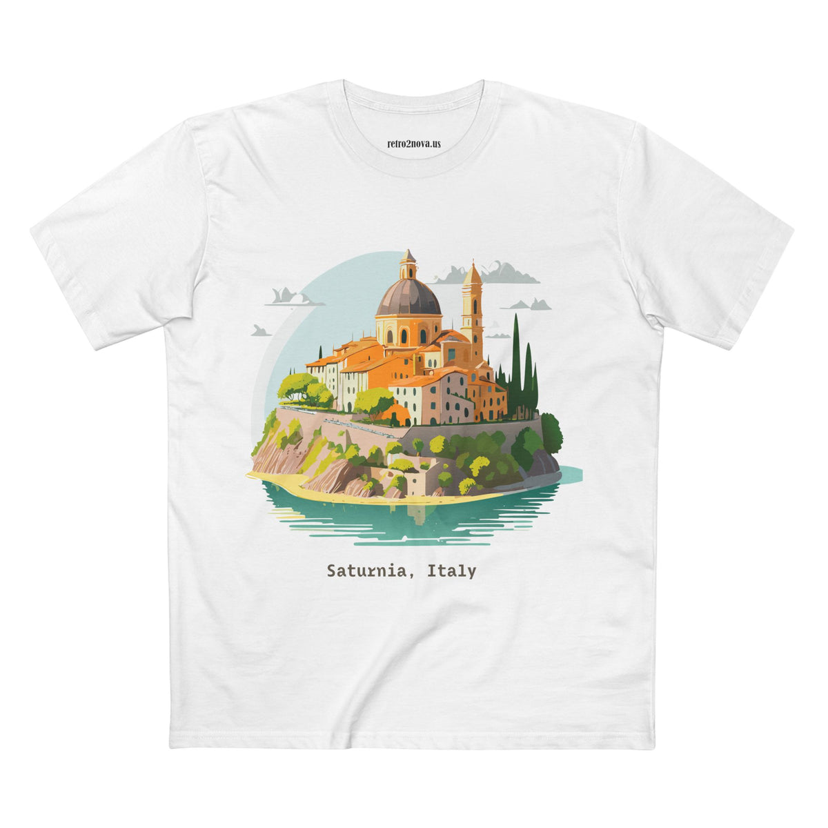 Saturnia Italy townscape T-Shirt | Travel illustration tee, Italian village