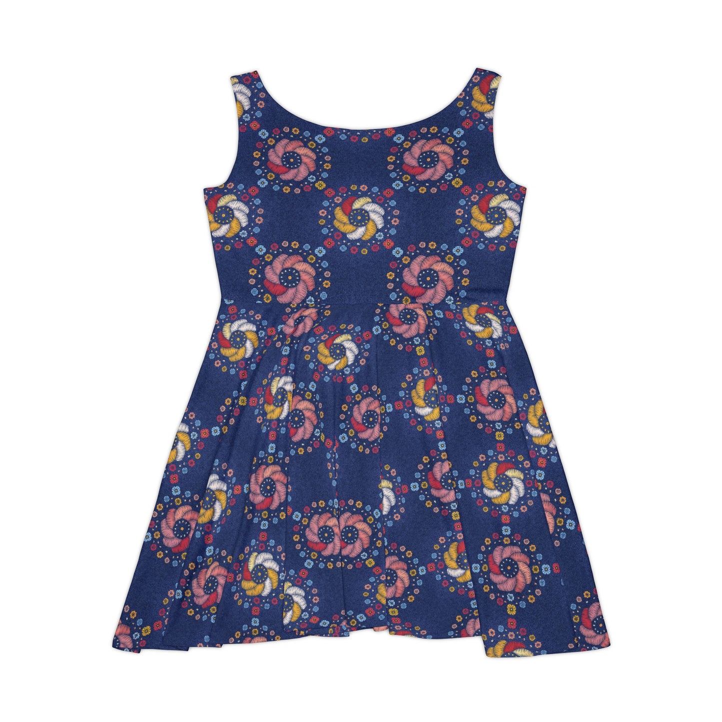 Women Denim Print Skater Dress, Denim Print Poly-Span Dress - 37