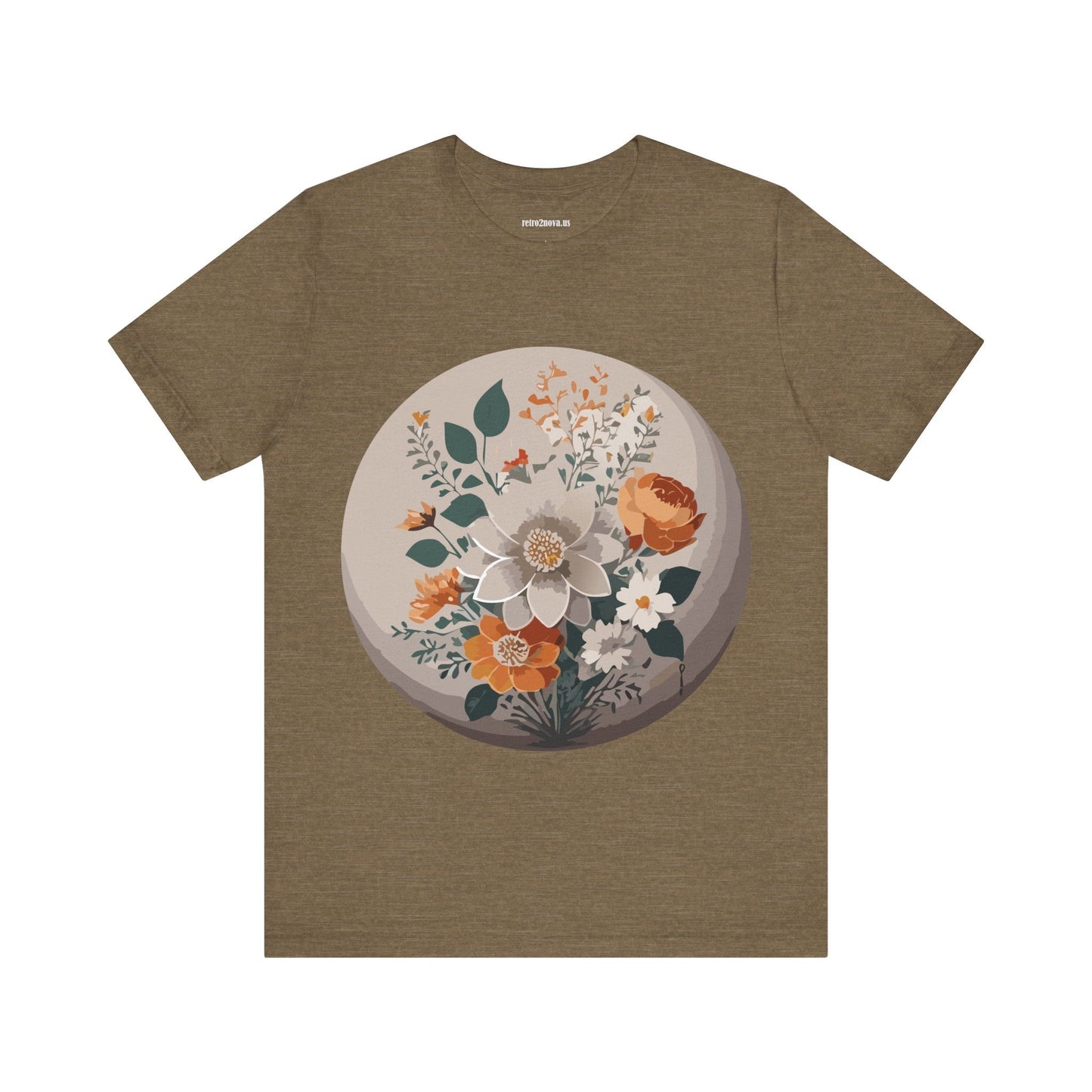 Retro2Nova Floral Shirt Unisex Short Sleeve Tee Lightweight Breathable Cotton Blend Jersey