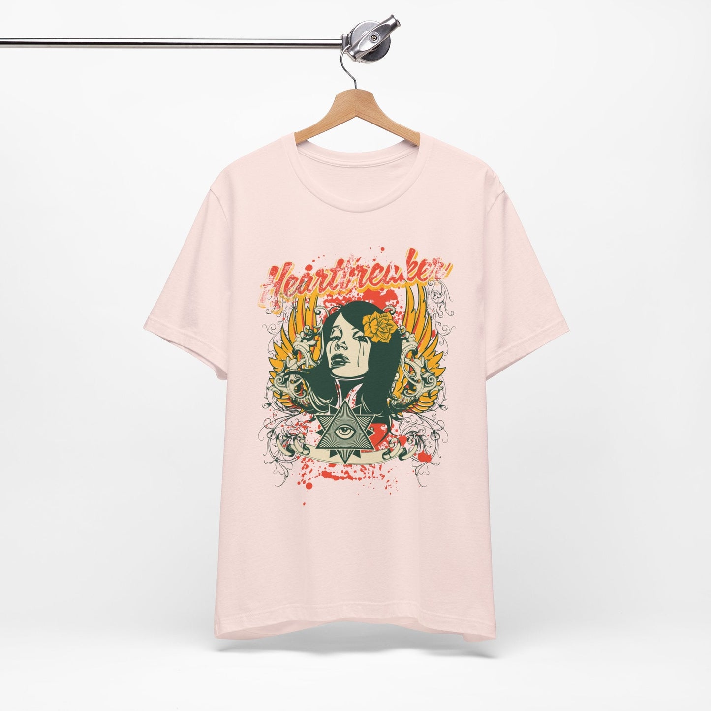Heartbreaker Illustration Tee Retro Femme Portrait Floral Skull Graphic T-Shirt