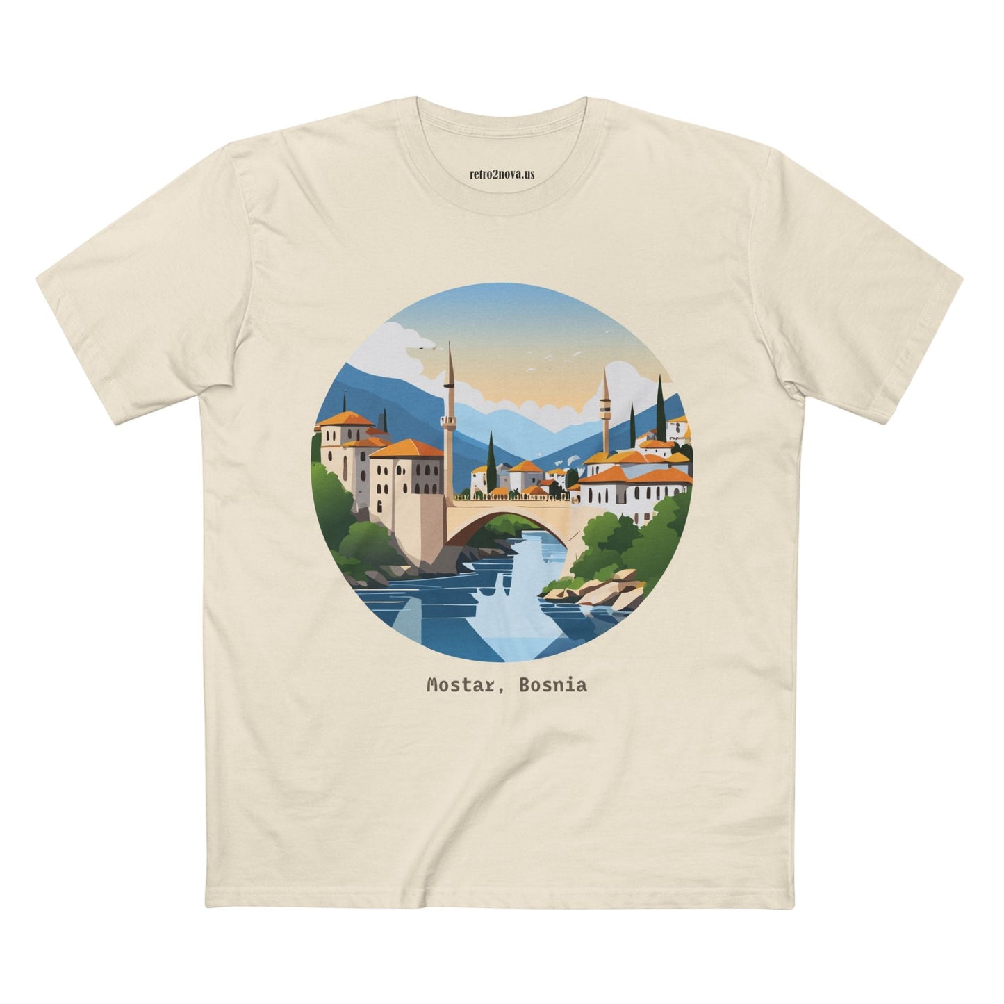Unisex Travel Shirt Bosnia Edition Tee With Original Art Design By Retro2Nova Premium Cotton