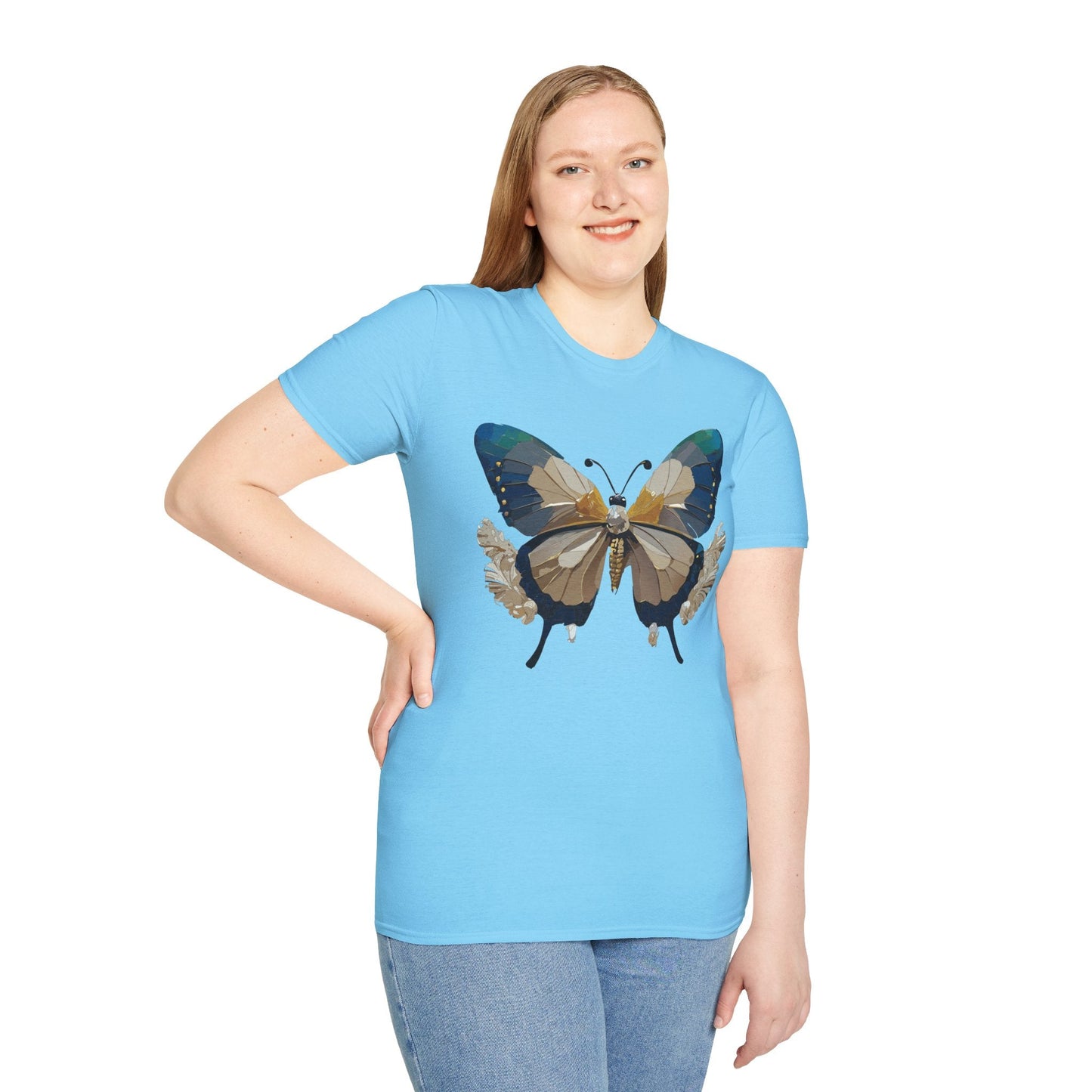 Butterfly Themed Unisex T Shirt With Monarch Design Gildan Softstyle 64000 Premium Ring Spun Cotton