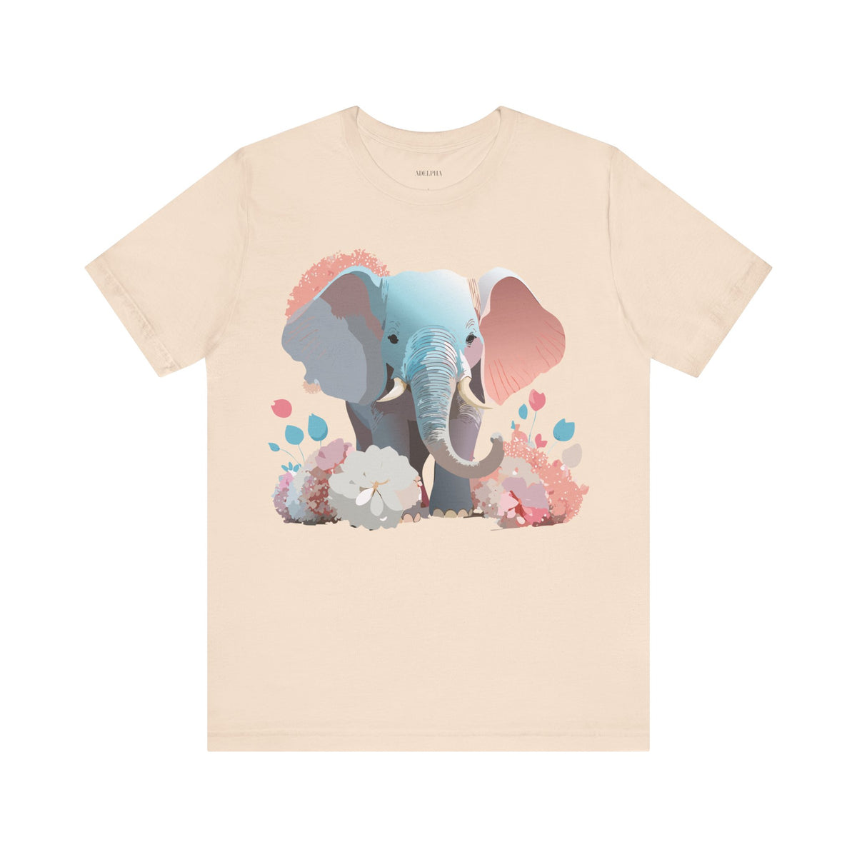 Elephant Graphic Unisex Cotton Bella+Canvas Tee with Art Animal Design e132