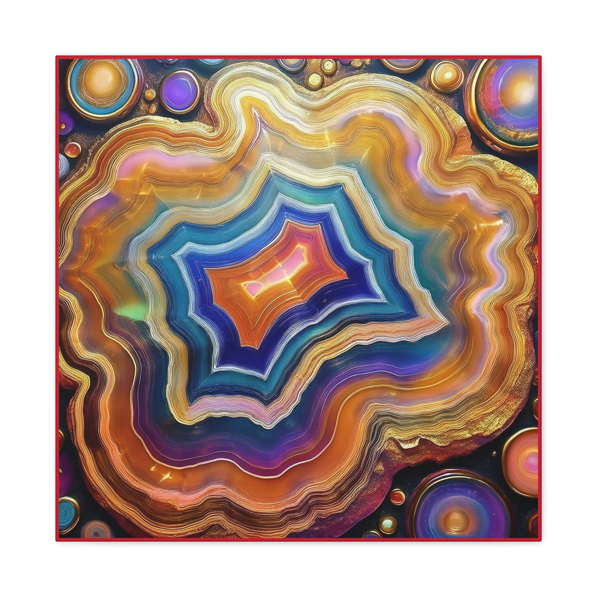 Agate Stone Graphic Print Canvas, Oil Paint Print 20x20, 24x24, 30x30, 32x32, 36x36 Canvas Pine-Wood Inner Frame MC-191
