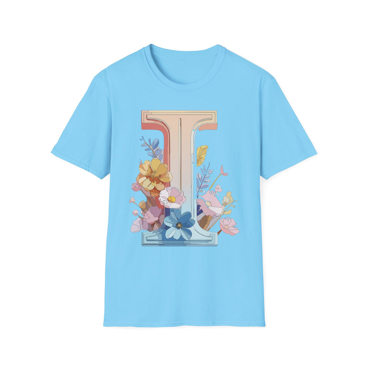 Floral Letter I T-Shirt | Monogram Initial Tee