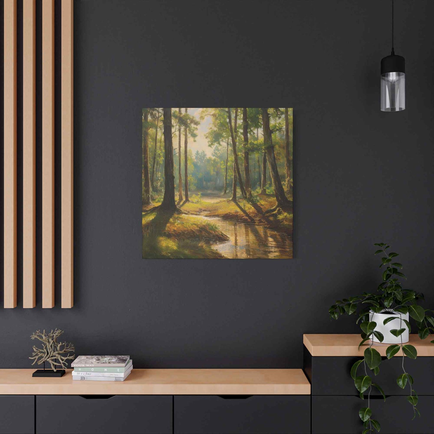 Forest Print Canvas, Trees Oil Paint Print 20x20, 24x24, 30x30, 32x32, 36x36 Art Design Print Pine-Wood Inner Frame MC-72