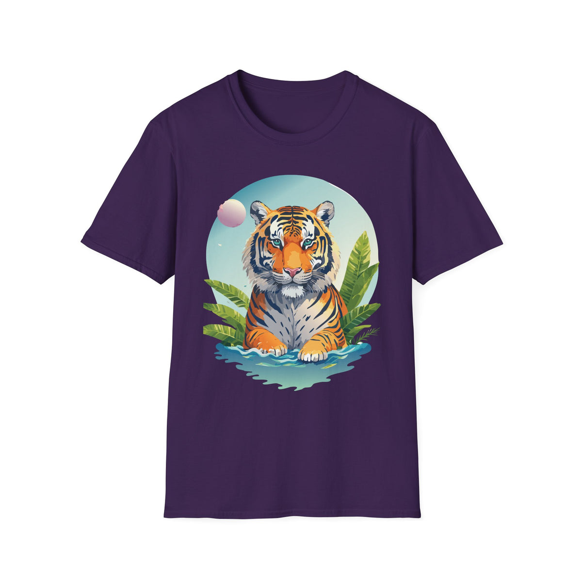 Retro Tiger Illustration T-Shirt | Vintage Sunset Jungle Art