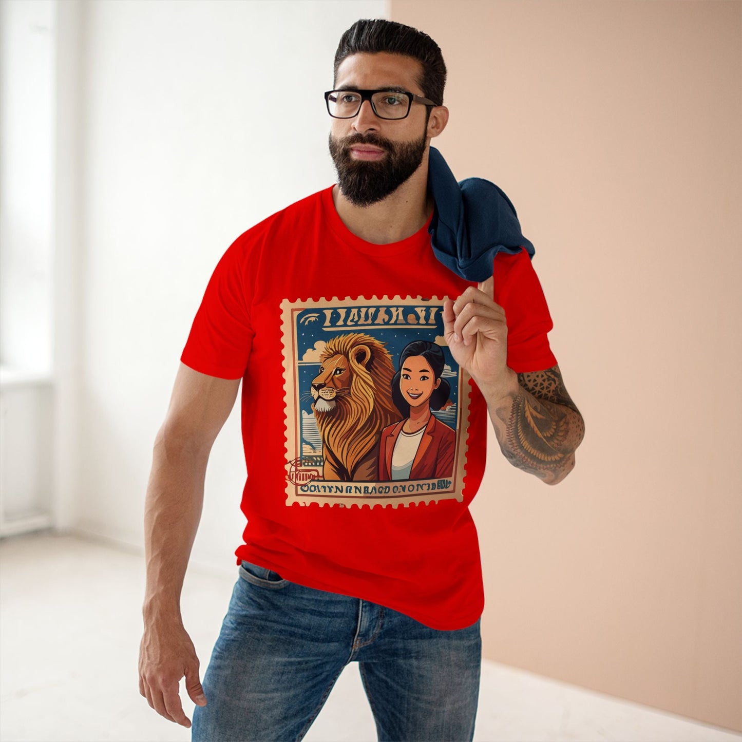 Postage Stamp Shirt PS32 Unisex Premium Cotton Tee With Original Art Design Retro2Nova