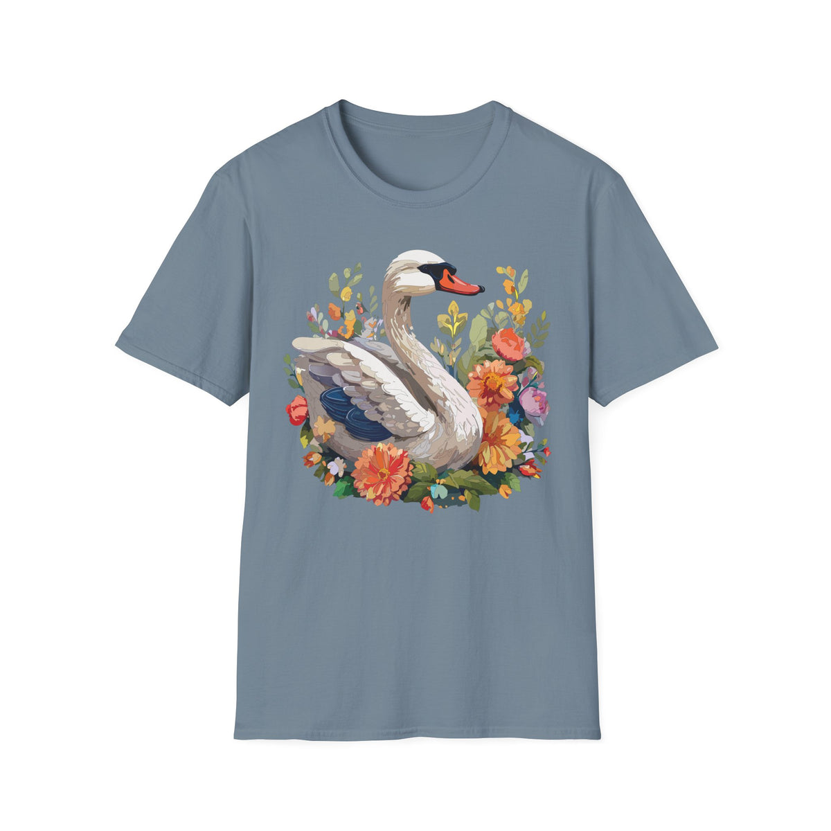 Swan Floral Illustration T-Shirt | Swans, Flowers, Botanical Art