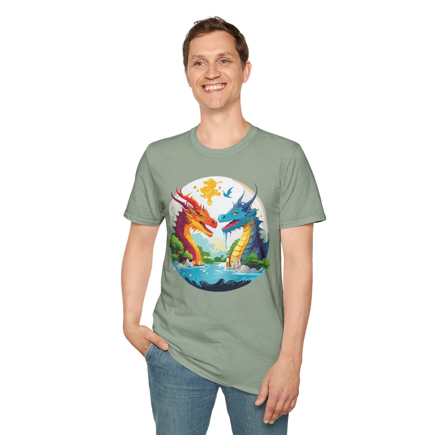 Dragon Graphic Unisex Cotton Softstyle Art Design Tee With Animals 16