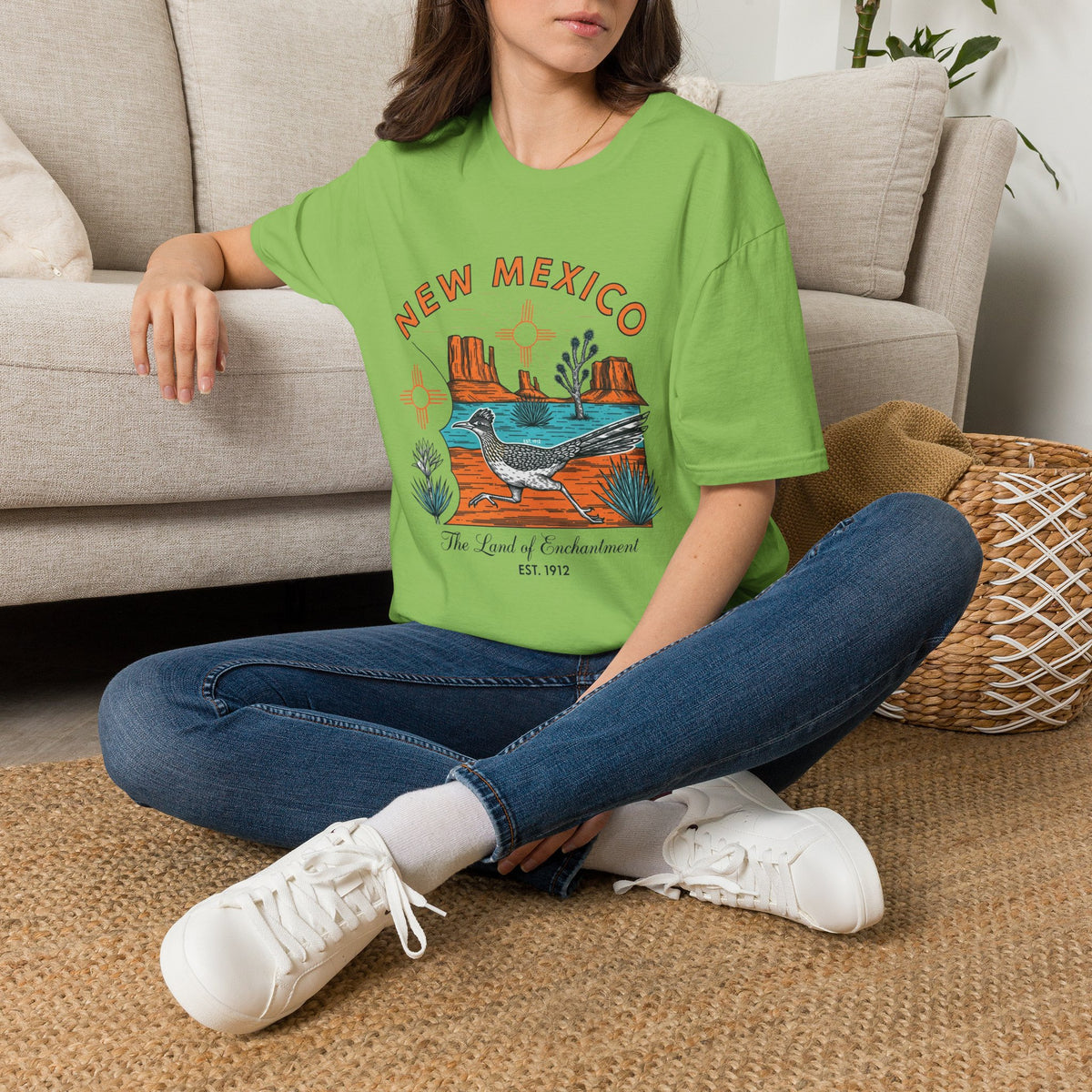 New Mexico Desertscape T-Shirt — The Land of Enchantment Travel Tourist Graphic Design Unisex 100 Cotton Gildan T-Shirt