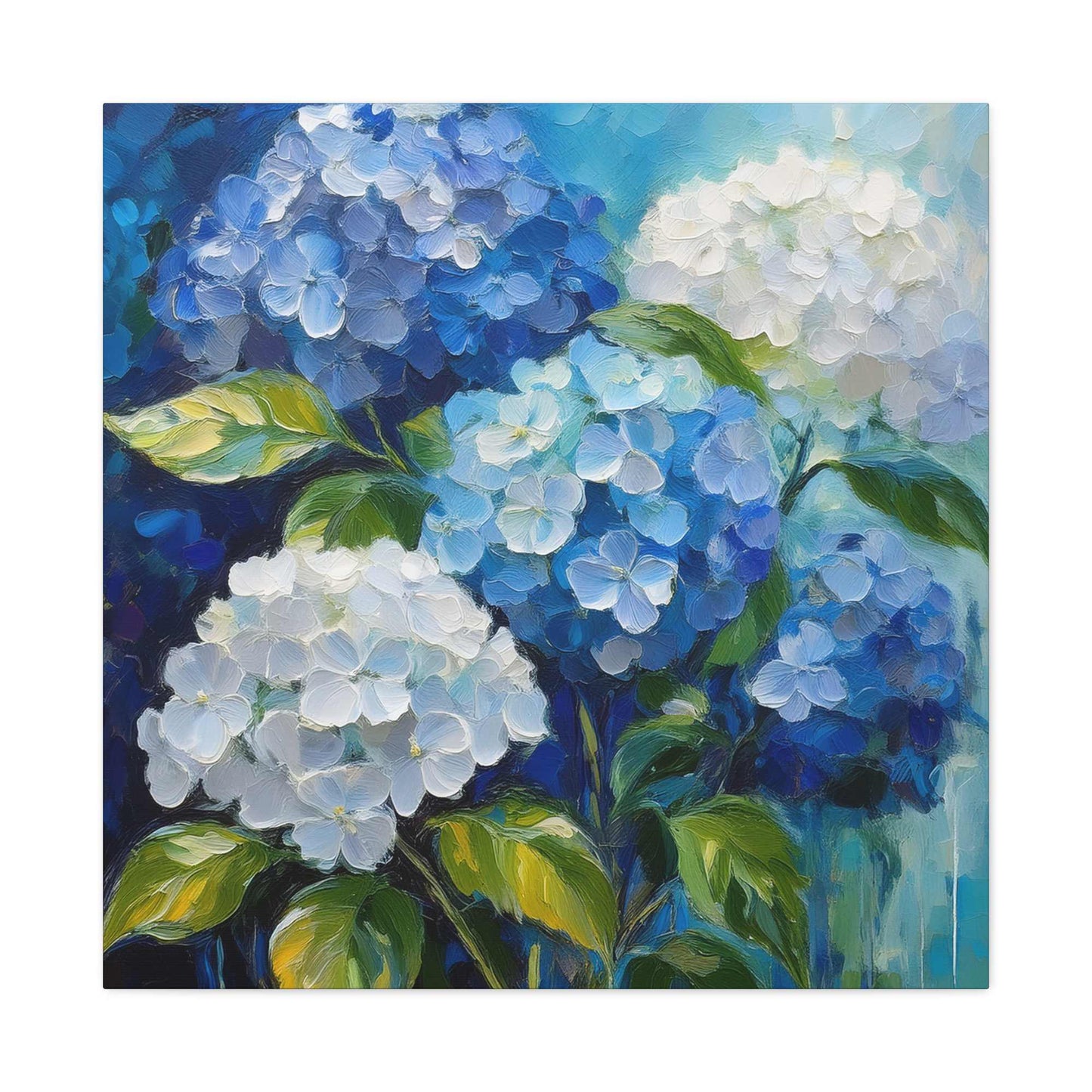 Hydrangeas Print Canvas, Flowers Oil Paint Print 20x20, 24x24, 30x30, 32x32, 36x36, Floral Art Design Print Non-Frame MC-32