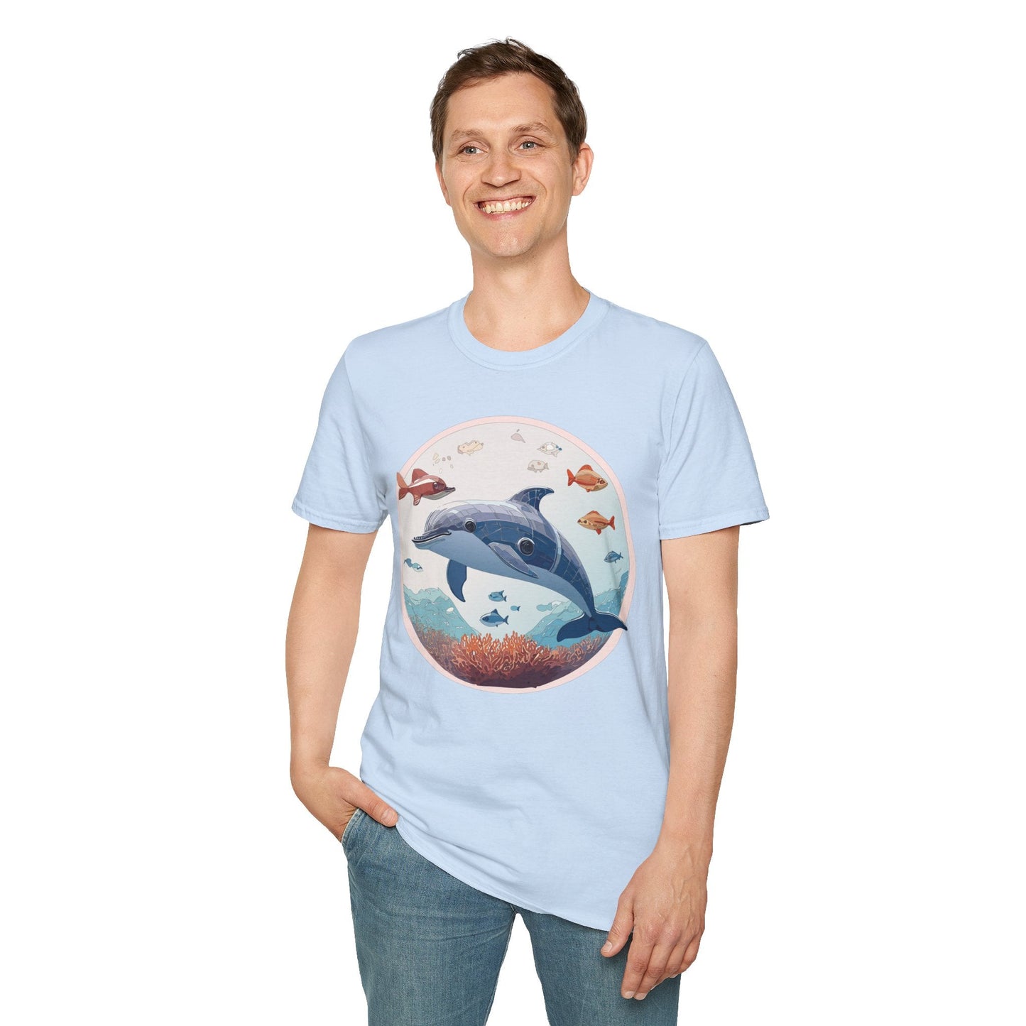 Dolphin Shirt Unisex Softstyle Tee One Hundred Percent Ring Spun Cotton Lightweight Comfort