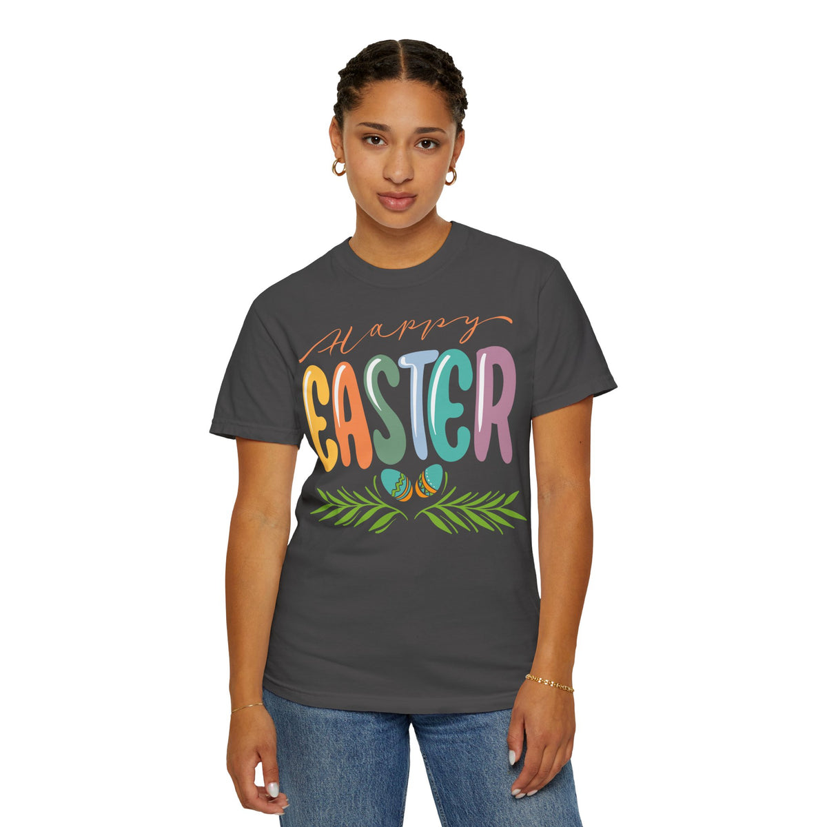 Happy Easter T-Shirt, Tee Shirt with Easter Signature, T Shirt with Easter Prints, Tee Shirt with Easter Design