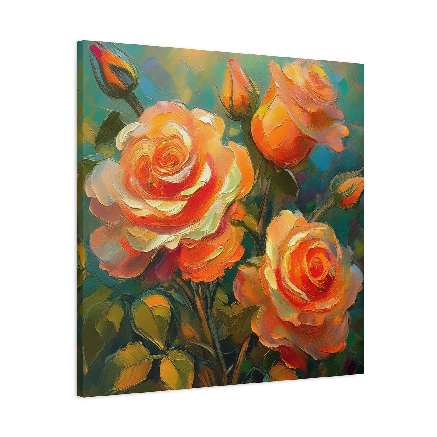 Orange Roses Print Canvas, Roses Oil Paint Print 20x20, 24x24, 30x30, 32x32, 36x36, Floral Art Design Print Non-Frame MC-16