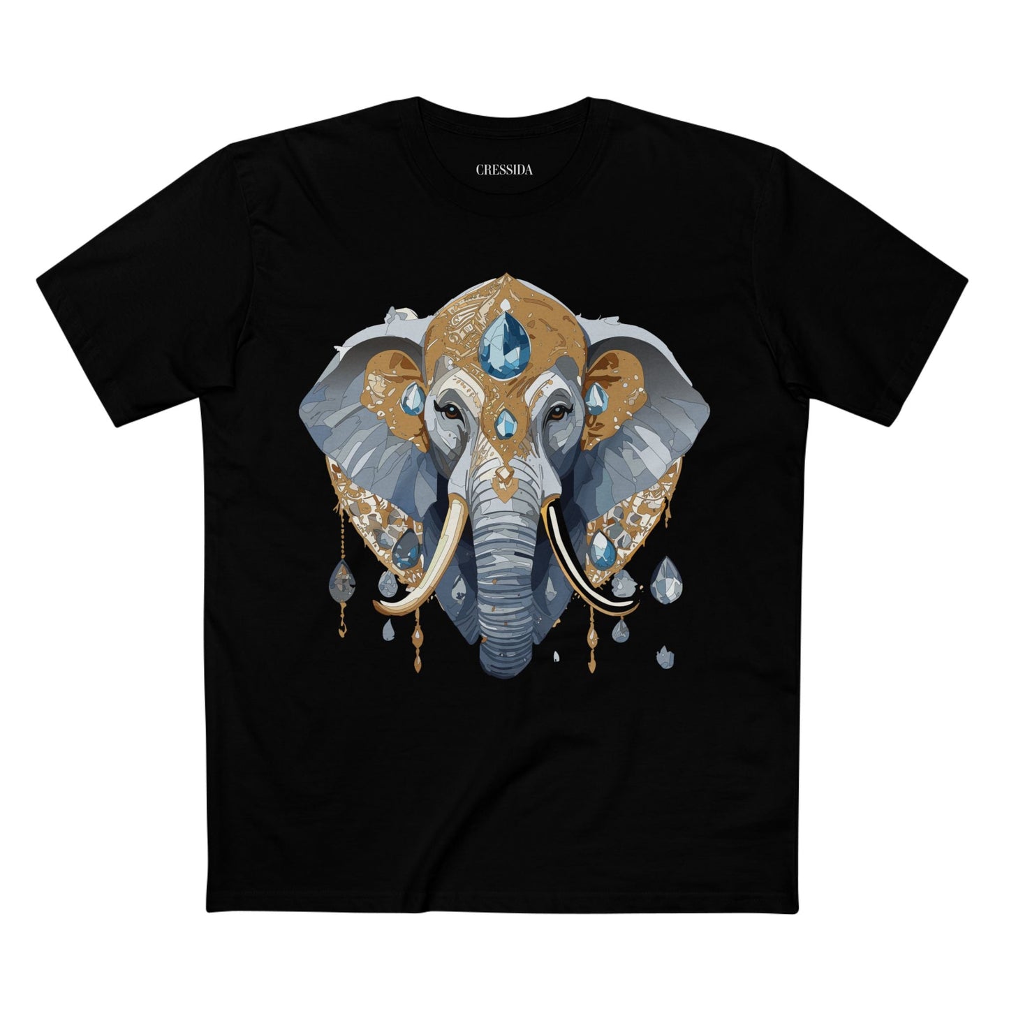 Elephant Graphic Unisex 100 Cotton Tee With Unique Animal Golden Medallion Art Design 36