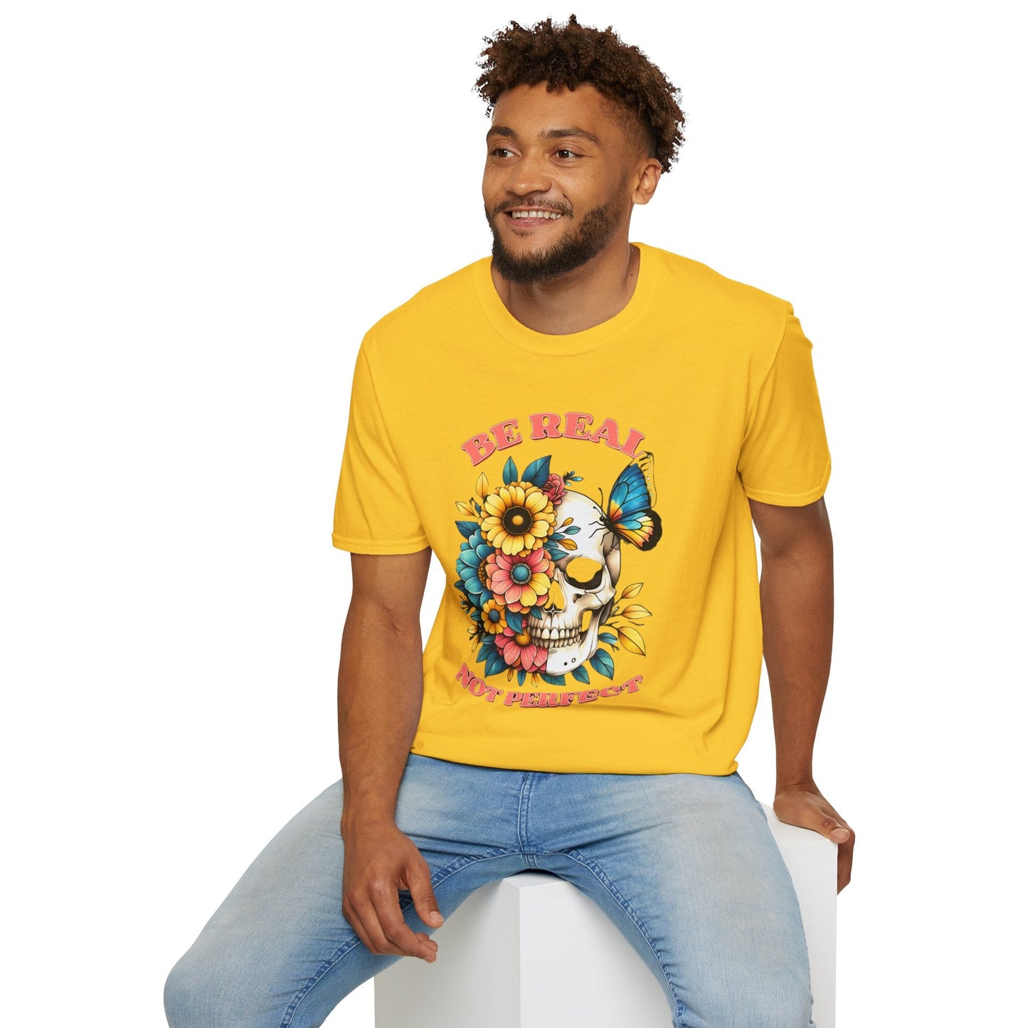 Gildan Skull Tee Shirt Unisex Skeleton Print Tee 100 Percent Ring Spun Cotton Softstyle