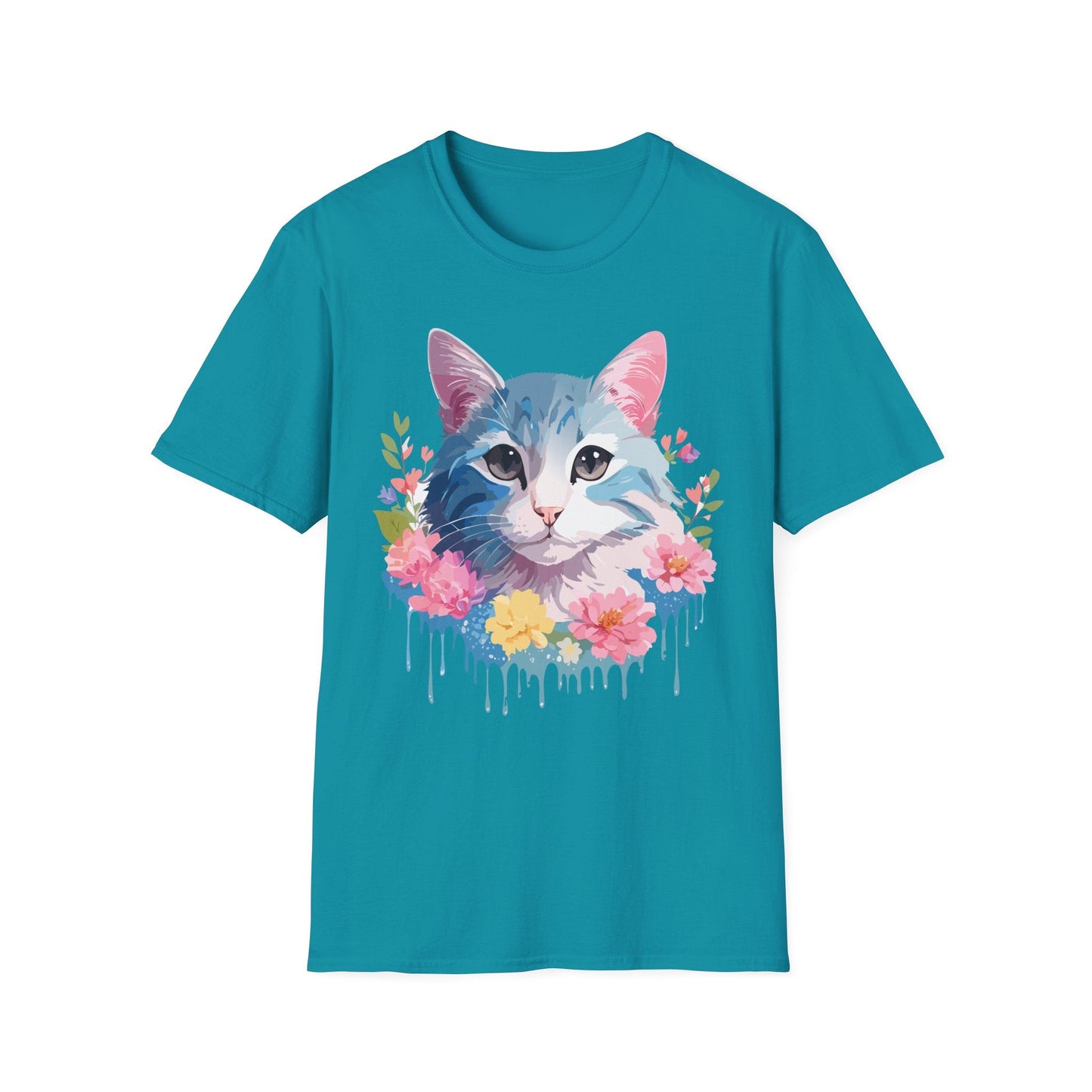 Cat Shirt Unisex Cat Tee Kitten Print Gildan Softstyle 64000