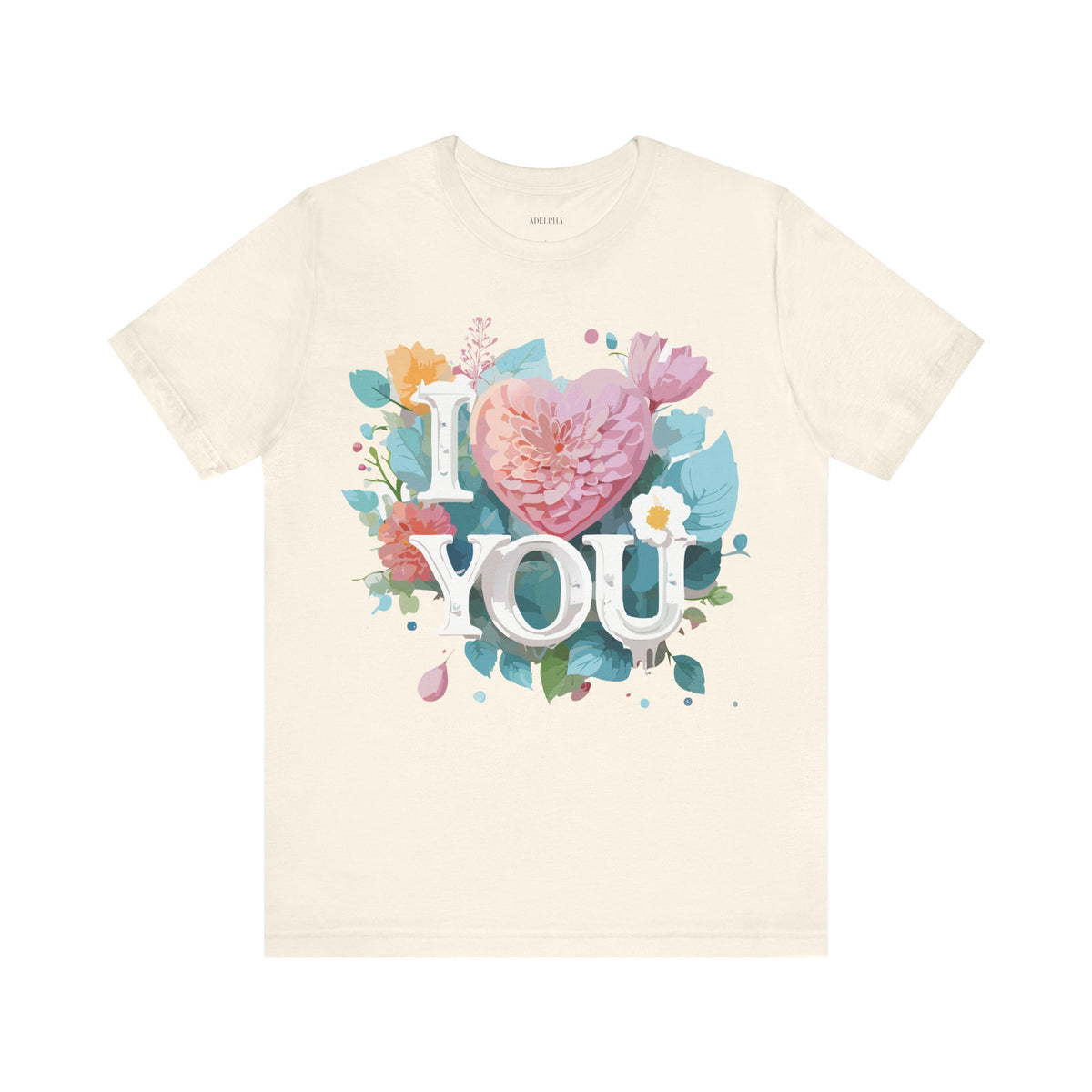Valentine's Day Graphic Unisex Cotton Bella+Canvas Tee with Floral Art Design d103