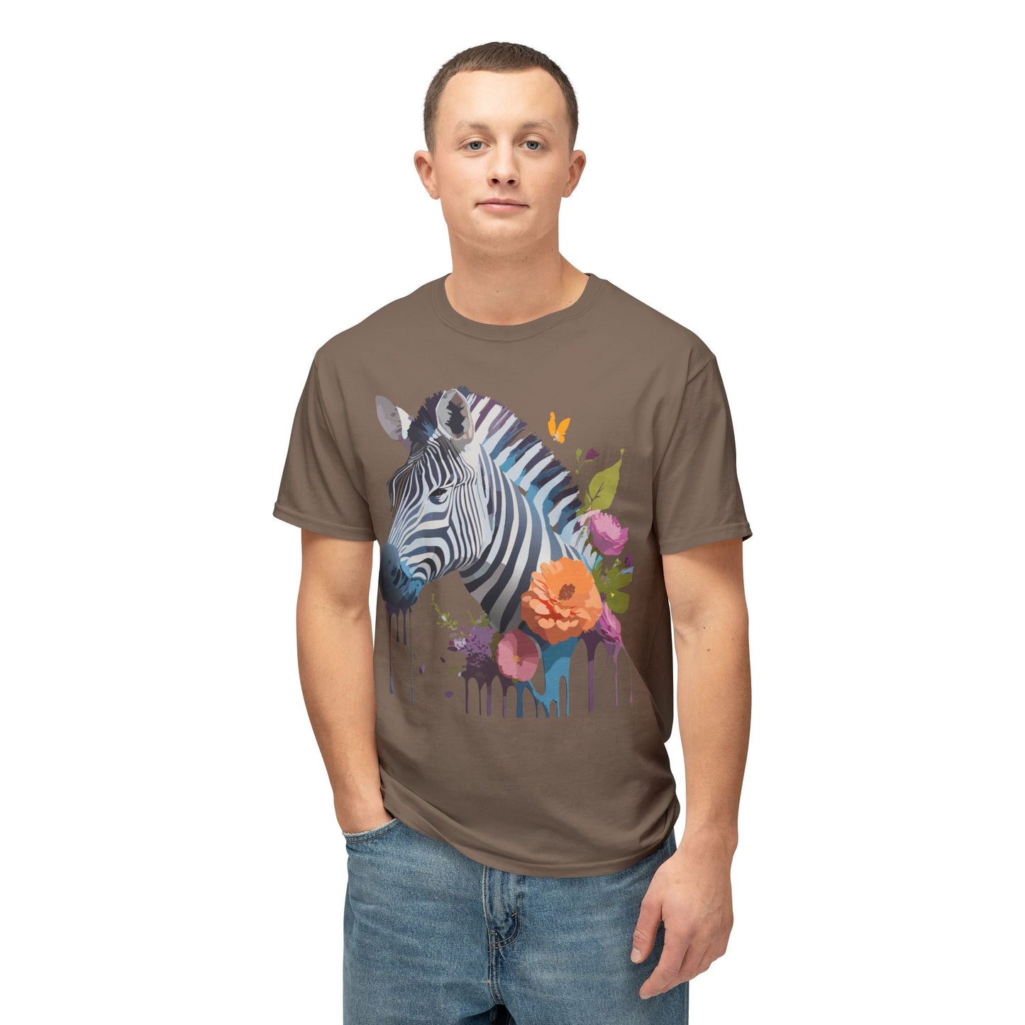 Unisex Zebra Art T Shirt With Full Color Print HD Cotton Tee Made In USA For Everyday Style