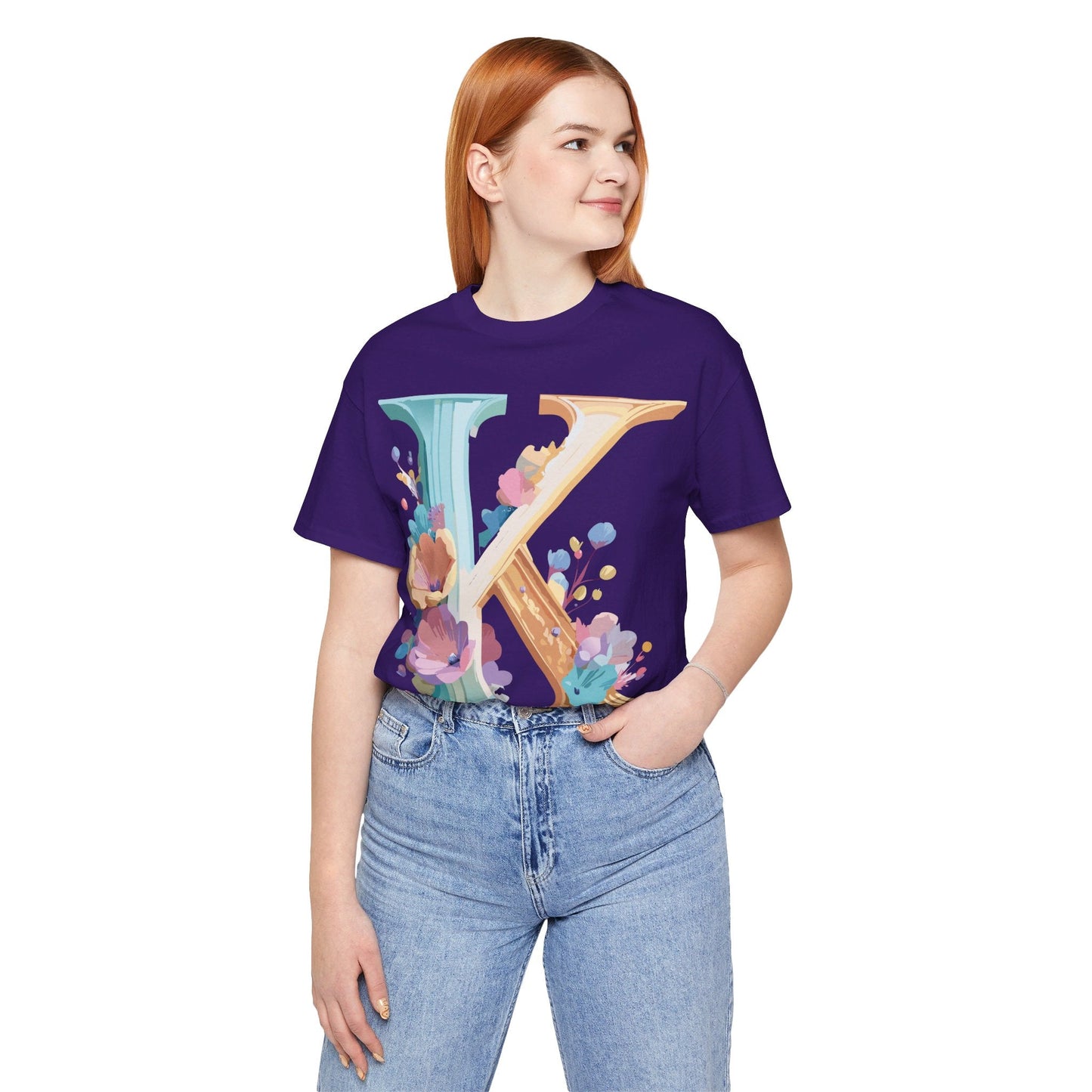 Letter K Shirt Graphic Tee Unisex Vintage Inspired Adelpha Art Design Tee Premium Soft Cotton