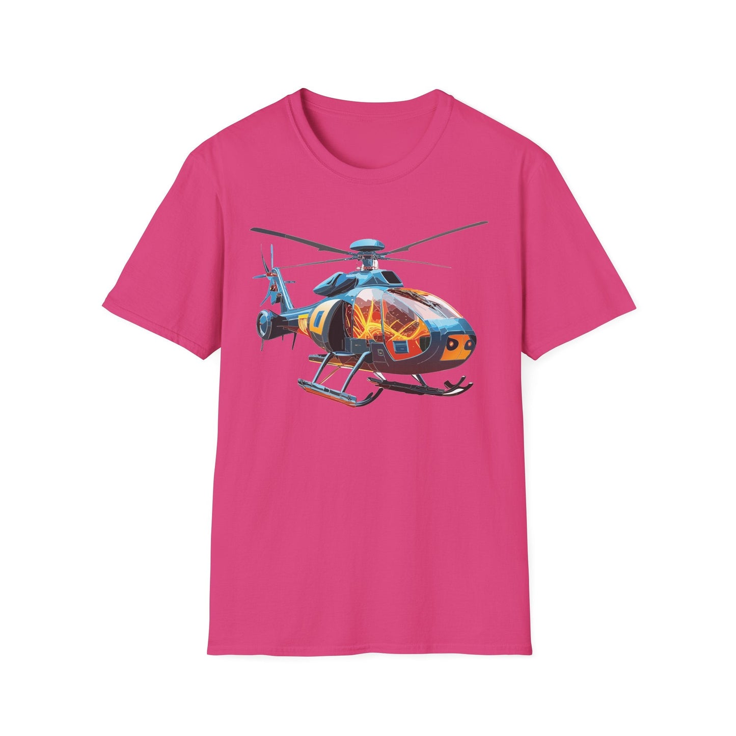 Helicopter Chopper Shirt Unisex Gildan Softstyle 64000 Short Sleeve Tee For Everyday Wear