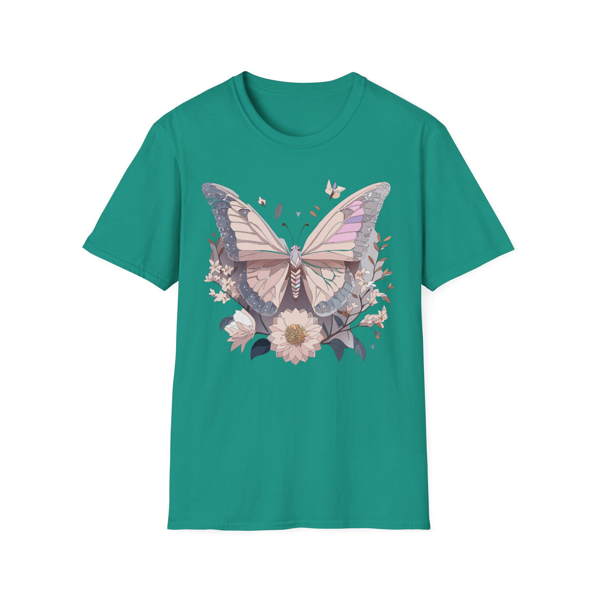 Pastel Butterfly Floral Wings Graphic Design Unisex 100 Cotton Gildan T-Shirt