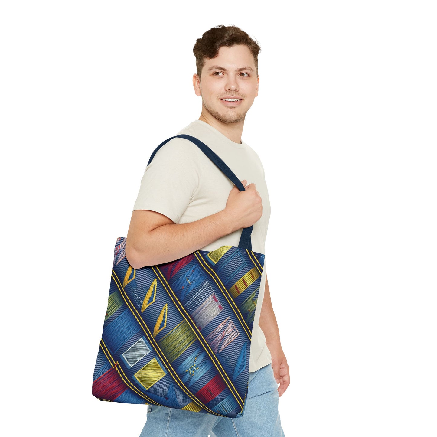 Denim Fabric Imitation Print Unisex Canvas Bag Poly Spun 3 Sizes Tote Bag 189