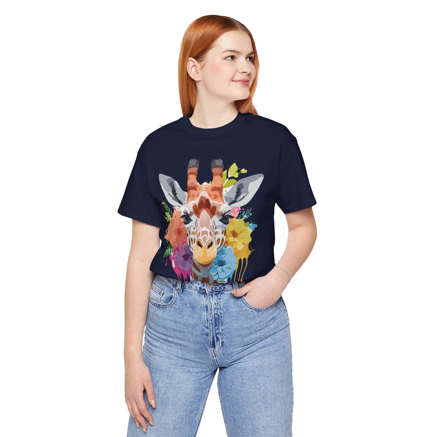 Giraffe Graphic Tee By Adelpha Unisex Vintage Inspired Art Design Short Sleeve Jersey Shirt
