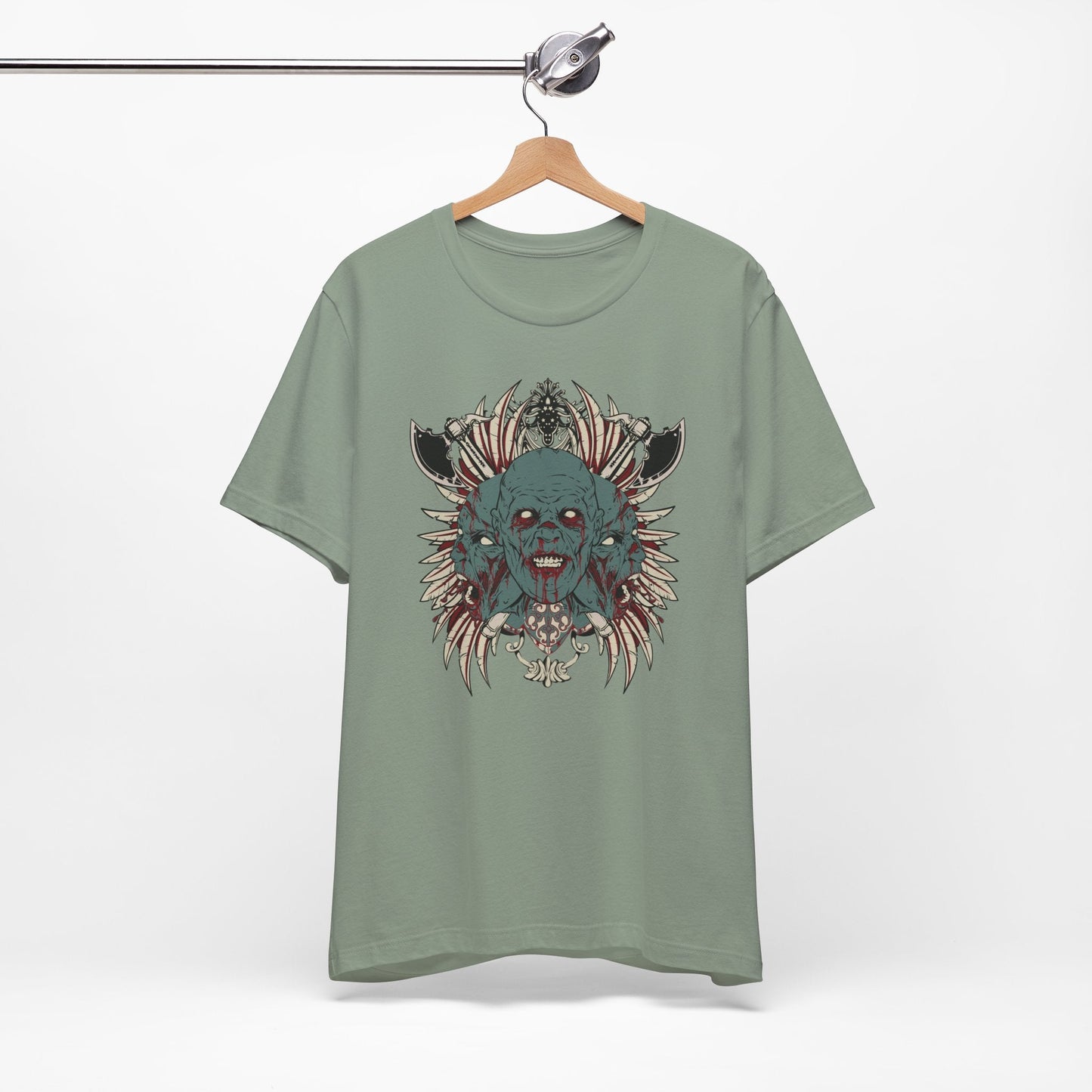 Zombie Skull Mandala T-Shirt Horror Graphic Tee, Gothic Skull Art-54-2
