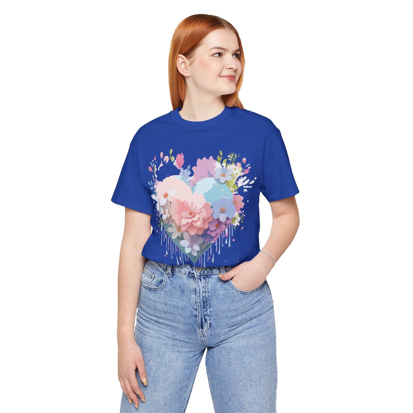 Valentine Day Graphic Unisex 100 Cotton Vintage Artwork with Love and Flower Design Tee 32