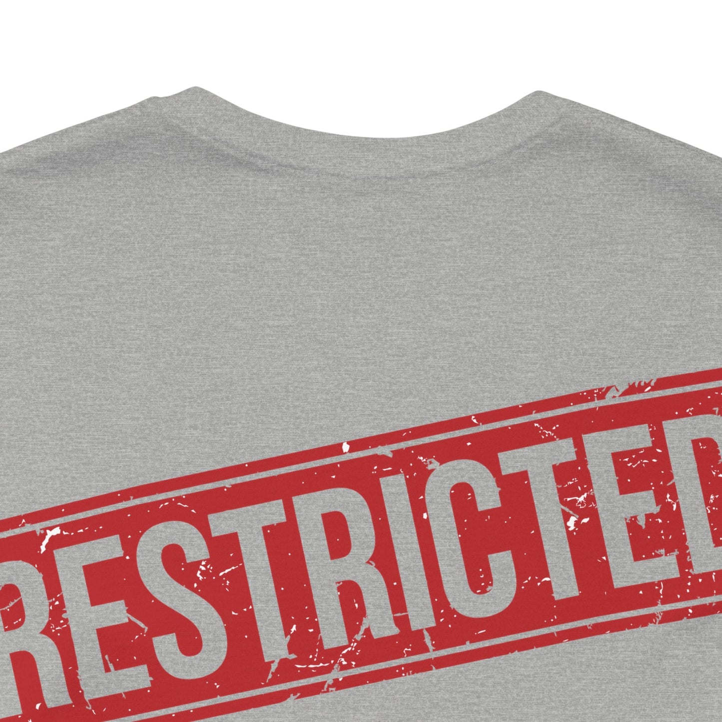 Tee Shirt With Red Stamp Designed And Printed In The USA By Bad Galaxy 100 Percent Cotton