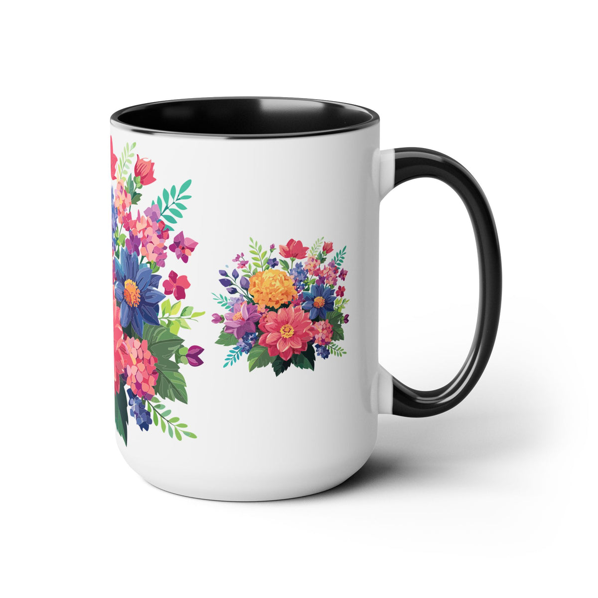 Tazas de café de dos tonos con flores