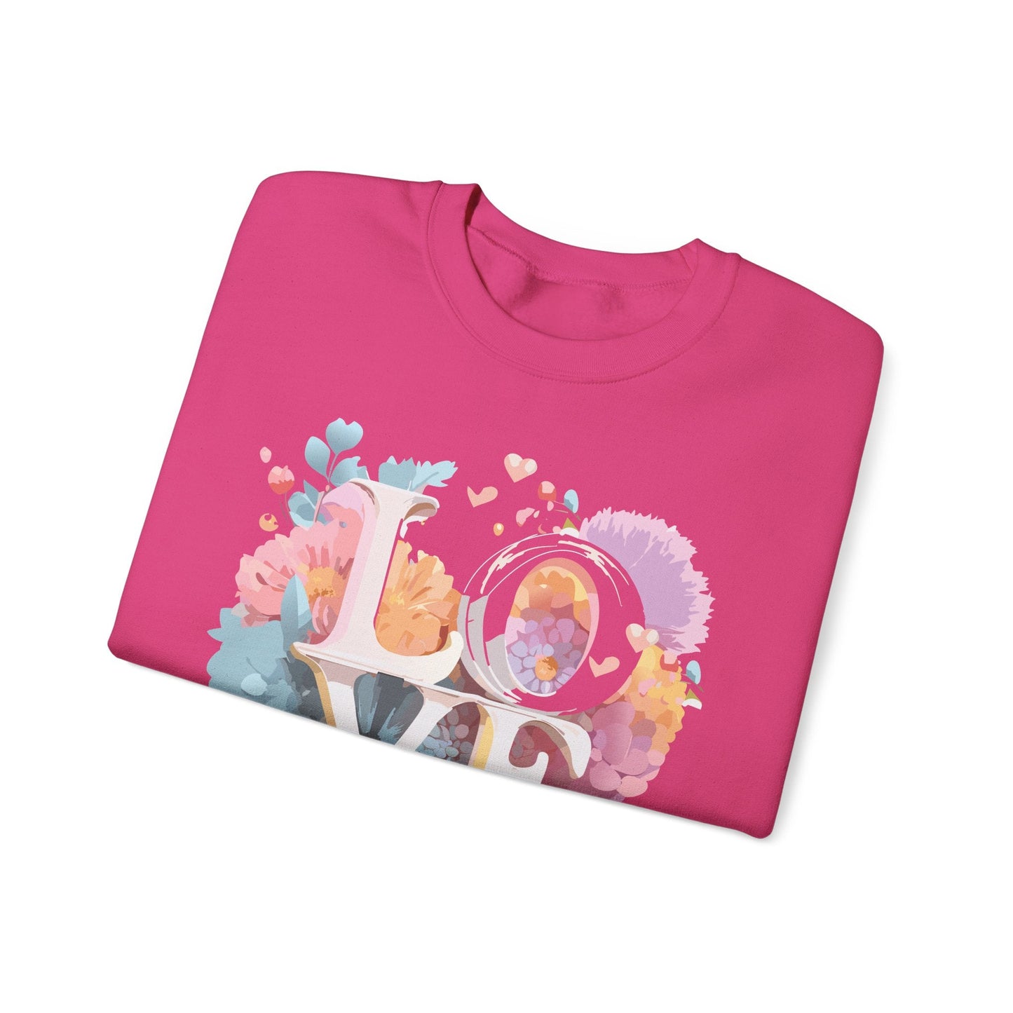 Floral Love Sweatshirt For Valentines Day Unisex Crewneck 50 50 Cotton Polyester Gildan 18000