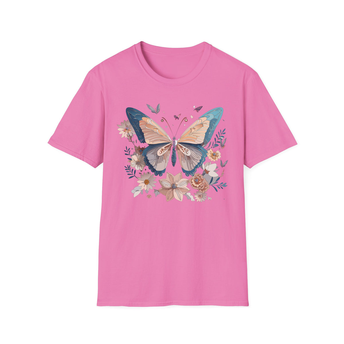 Butterfly Floral T-Shirt — Vintage Boho Nature Graphic Tee Unisex 100 Cotton Gildan T-Shirt