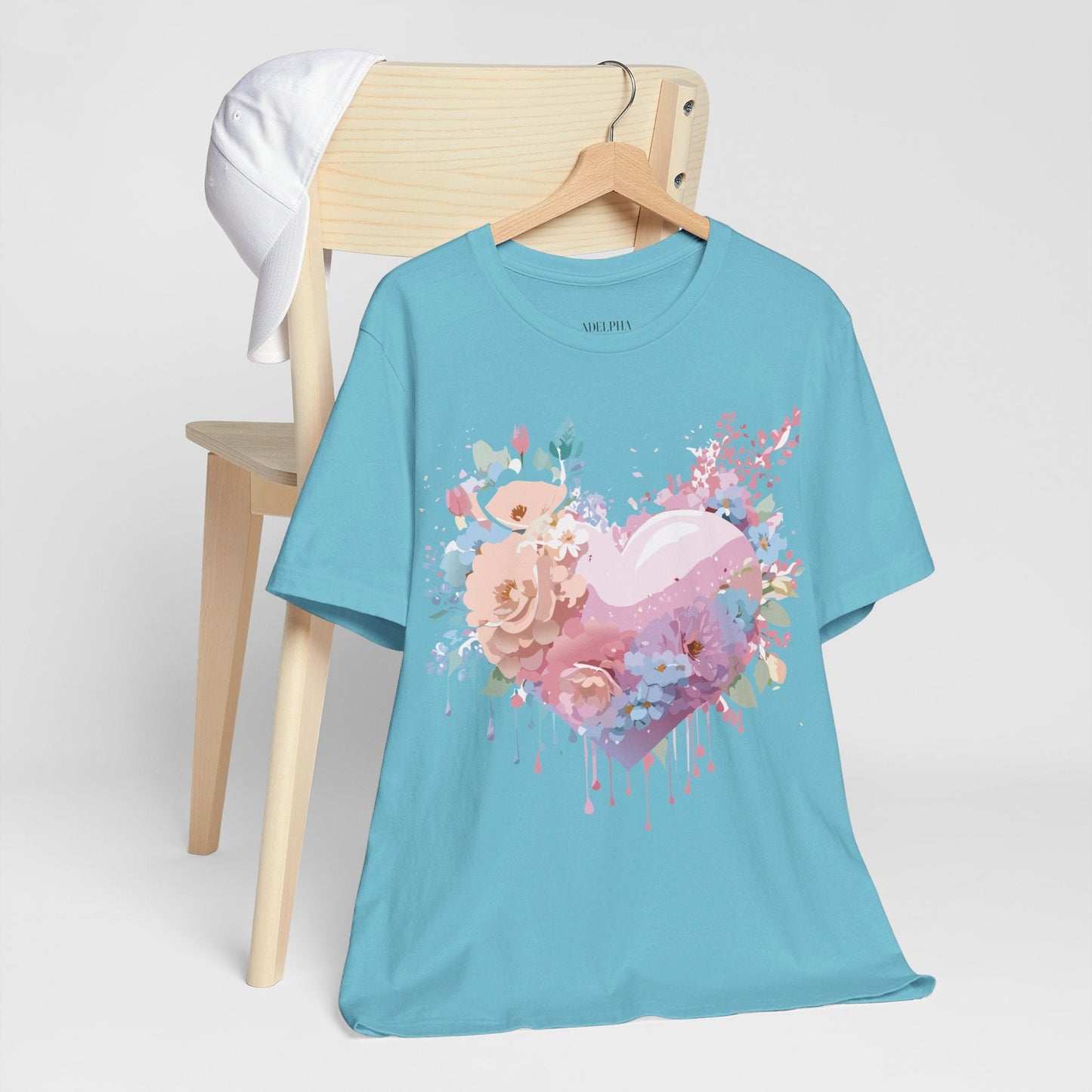 Valentine Day Graphic Unisex 100 Cotton Vintage Artwork with Love and Flower Design Tee 29