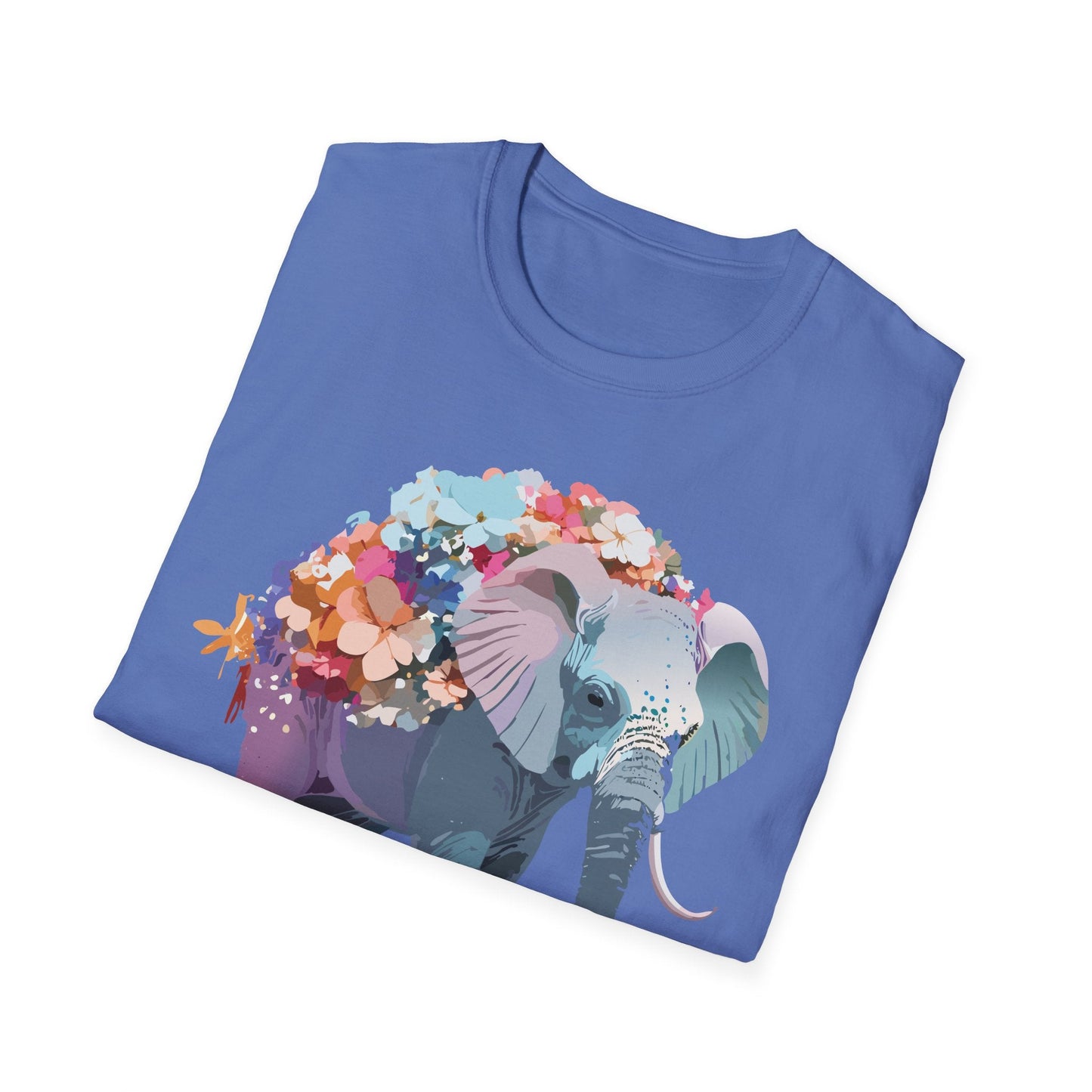Elephant T Shirt Unisex Softstyle Tee 100 Percent Ring Spun Cotton Animal Design