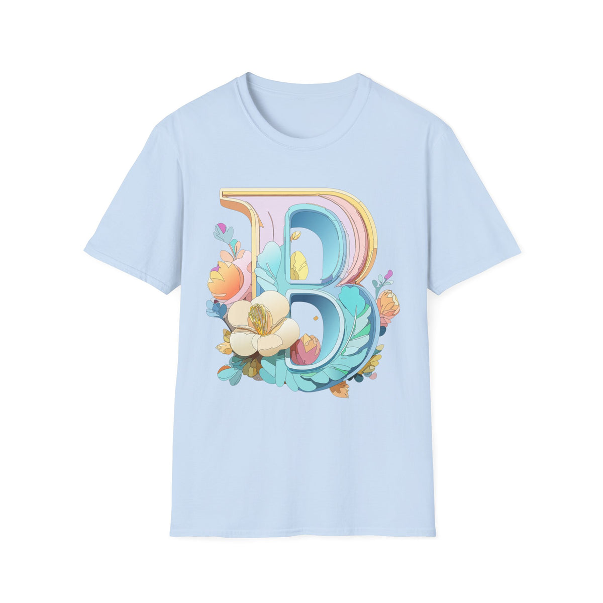 Floral Letter B T-Shirt | Botanical Monogram Tee