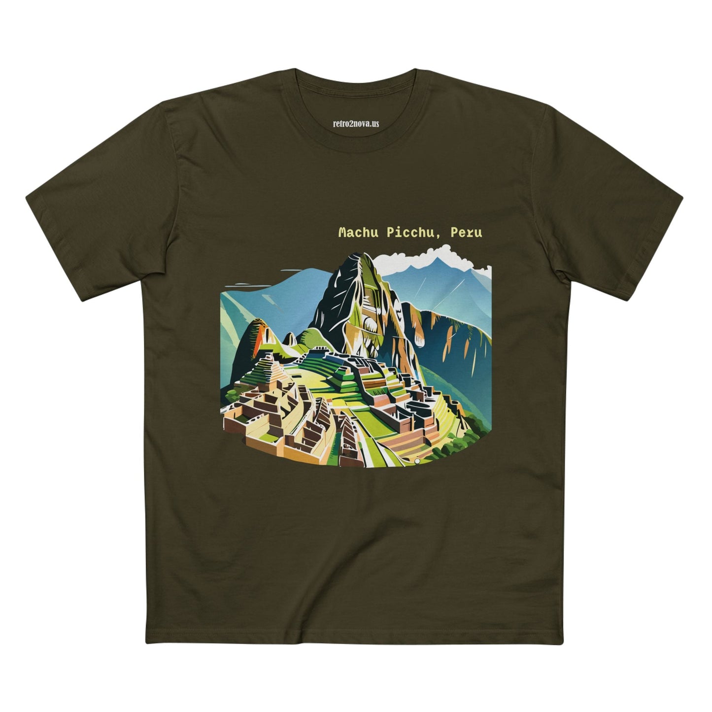 Unisex Machu Picchu Travel Shirt Premium Cotton Tee With Original Retro2Nova Art Design
