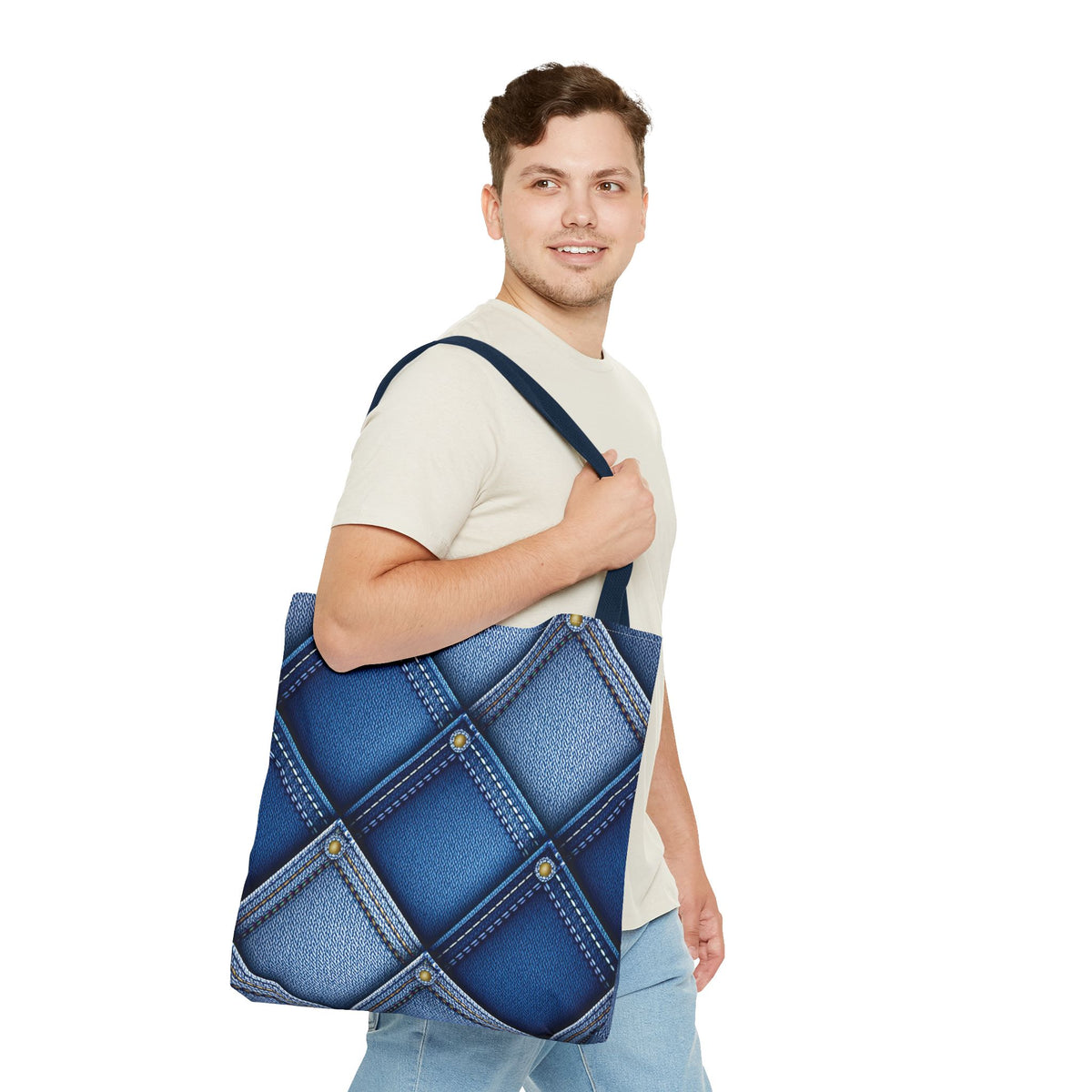 Denim Fabric Imitation Print Unisex Canvas Bag Poly Spun 3 Sizes Tote Bag 116