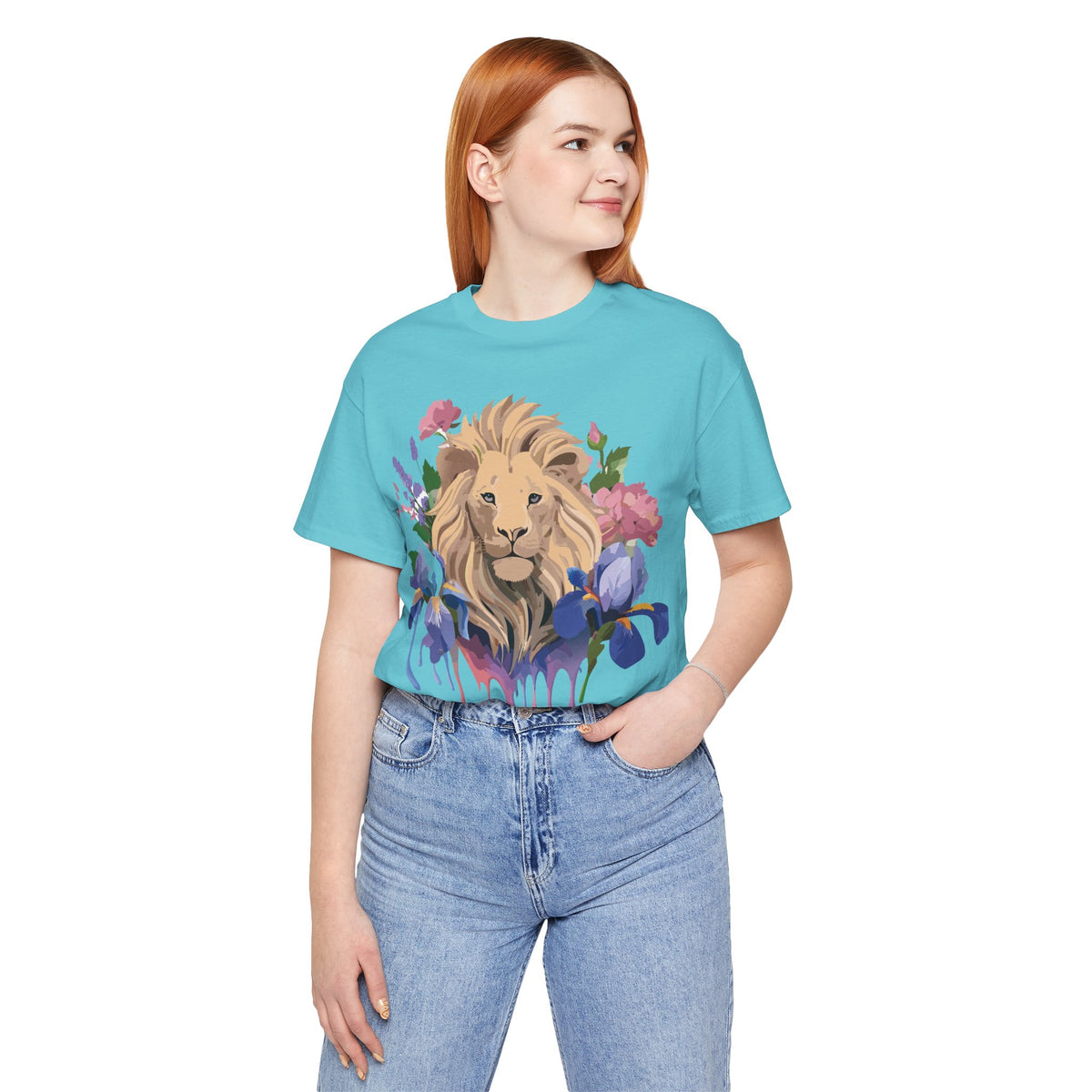 Lion Graphic Unisex Cotton Bella+Canvas Tee with Art Animal Design e318